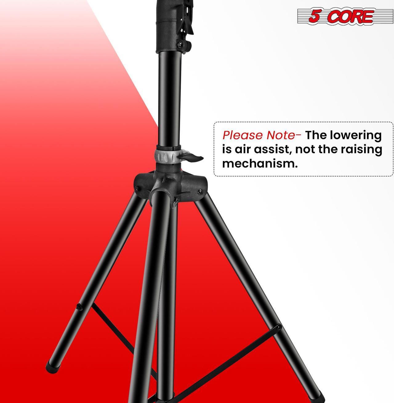Alt view image 4 of 7 - 5 Core Speaker Stand Tripod Air Assist Lowering Tall Height Adjustable Heavy Duty DJ Light Floor Stands Universal 35mm Pole Mount PA Studio Monitor Support - SSHD HYD AIR BLK