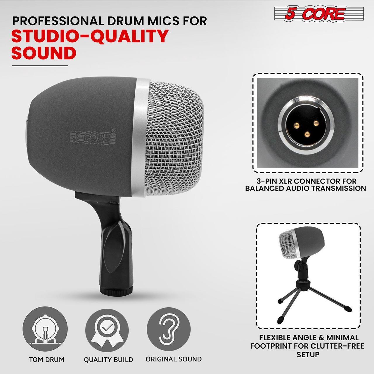 Alt view image 3 of 7 - 5 Core Conga Mic Cardioid Dynamic XLR Microphone For Kick Drum Snare Tom Instruments W Pencil Condenser Microphono - CONGO 3XP