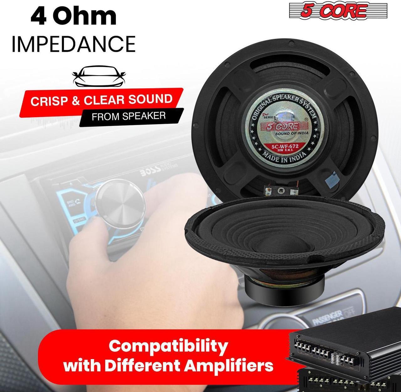 Alt view image 3 of 15 - 5 Core 6.5 Inch Subwoofer Pair 300W Peak 4OHM Car Audio Replacement Speaker Sub Woofer High Sensitivity Powerful Bass Bocinas para Carro - WF 672 2 PCS
