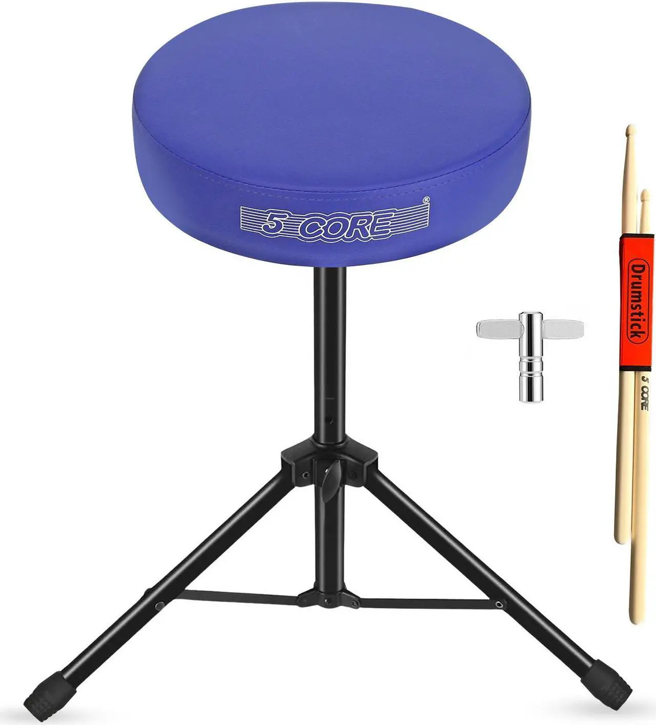 Main image of 5 Core Drum Throne 3 Inch Thick Padded Comfortable Guitar Stool Drummer Chair Height Adjustable Musician Seat For Adults And Kids Blue- DS 01 BLU