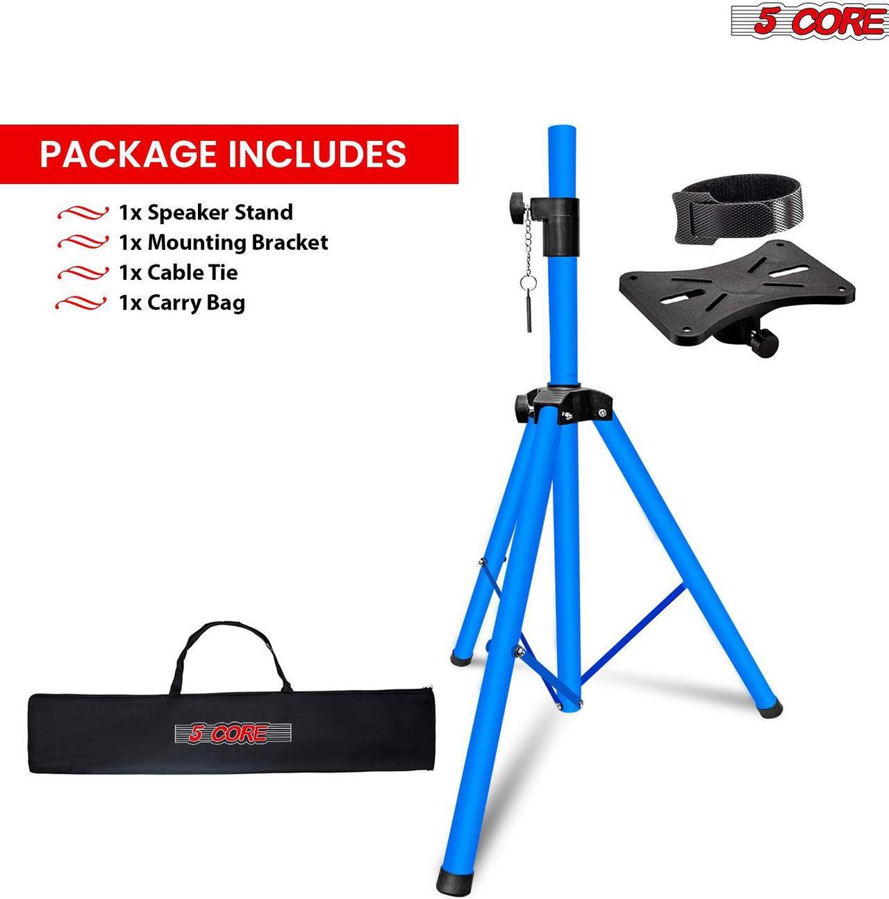 Alt view image 6 of 7 - 5 Core Speaker Stand Tripod Pair Floor Adjustable Up to 48 Inch DJ Studio Monitor kanto Stands Short Pole Mount - SS HD 2PK SKY BLU 4FT BAG