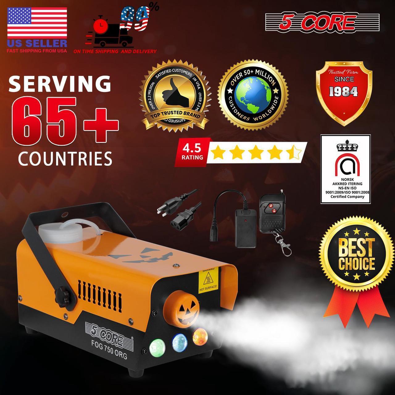 Alt view image 7 of 7 - 5 Core Fog Smoke Machine 750W Low Lying Indoor Outdoor 250ML Fog Maker with LED Lights Fogger for Halloween Wedding Party Christmas Stage Effect FOG 750 ORG