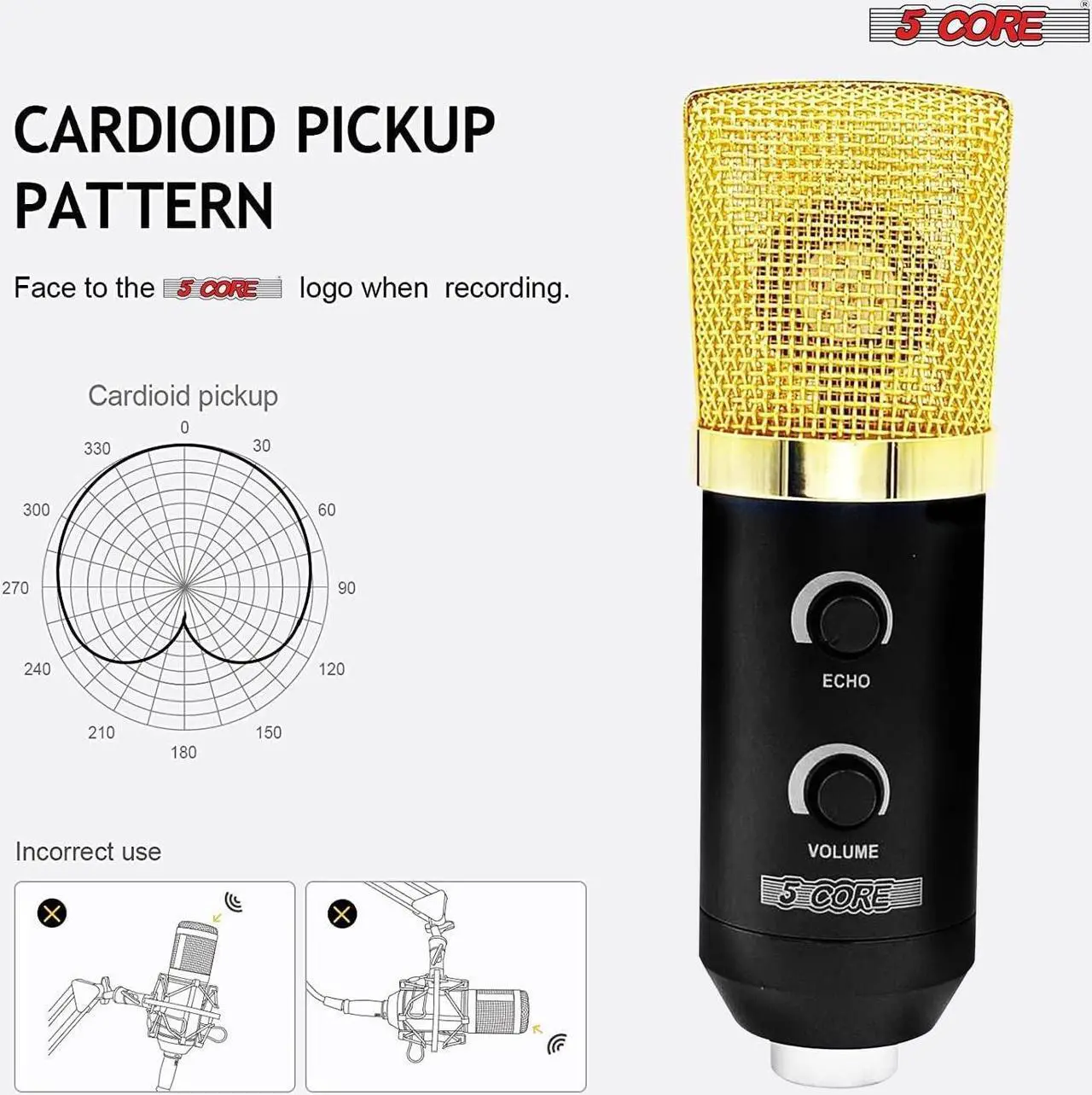 Alt view image 2 of 7 - 5 CORE XLR Microphone Condenser Mic w Microphone ARM for Computer Gaming Podcast Tripod Stand Kit for Streaming Recording Vocals Voice Cardioids Studio Microphone - RM 7 BG
