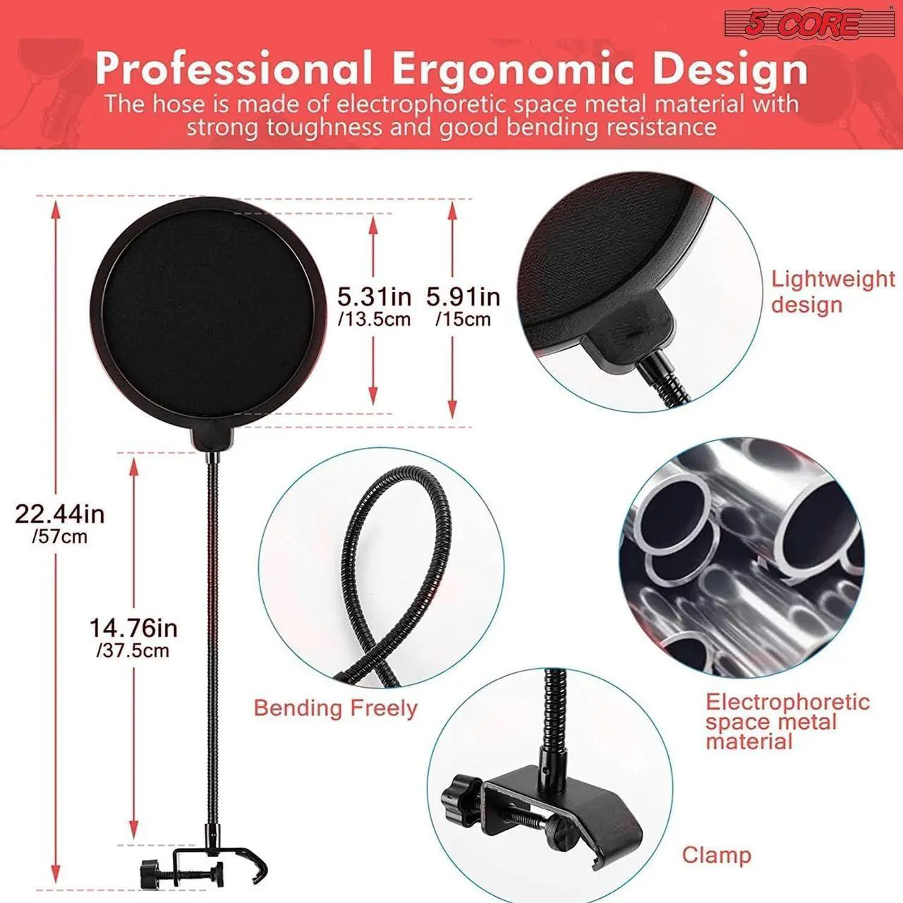 Alt view image 5 of 7 - 5 CORE XLR Microphone Condenser Mic w Microphone ARM for Computer Gaming Podcast Tripod Stand Kit for Streaming Recording Vocals Voice Cardioids Studio Microphone - RM 7 BG
