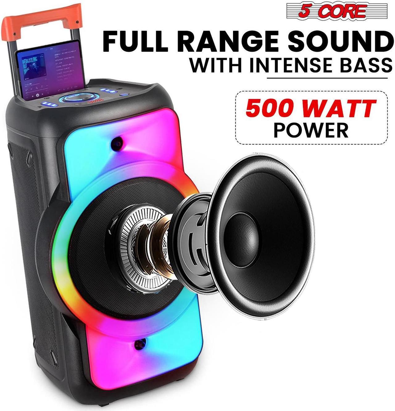 Alt view image 2 of 7 - 5 Core Bluetooth Party Speaker 12 inch PA RGB Partybox Karaoke Machine + 2 Wireless Mic