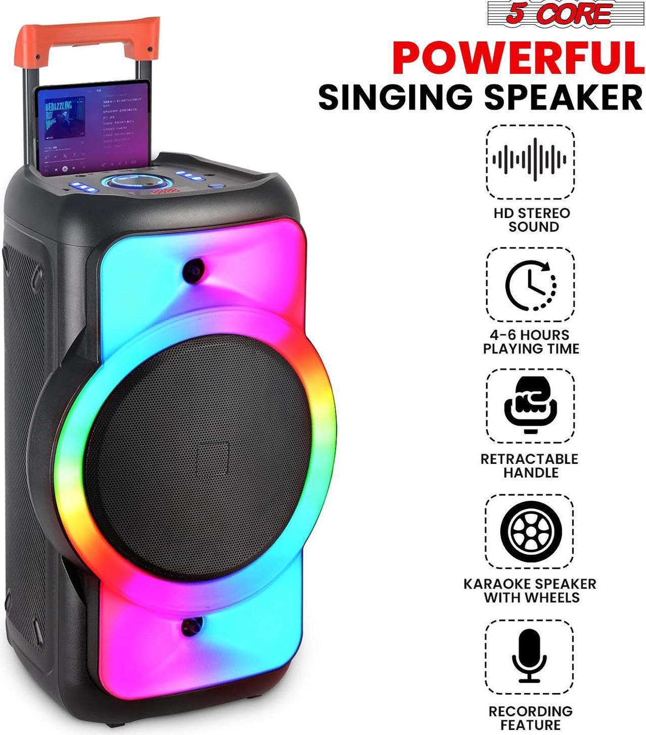Alt view image 6 of 7 - 5 Core Bluetooth Party Speaker 12 inch PA RGB Partybox Karaoke Machine + 2 Wireless Mic