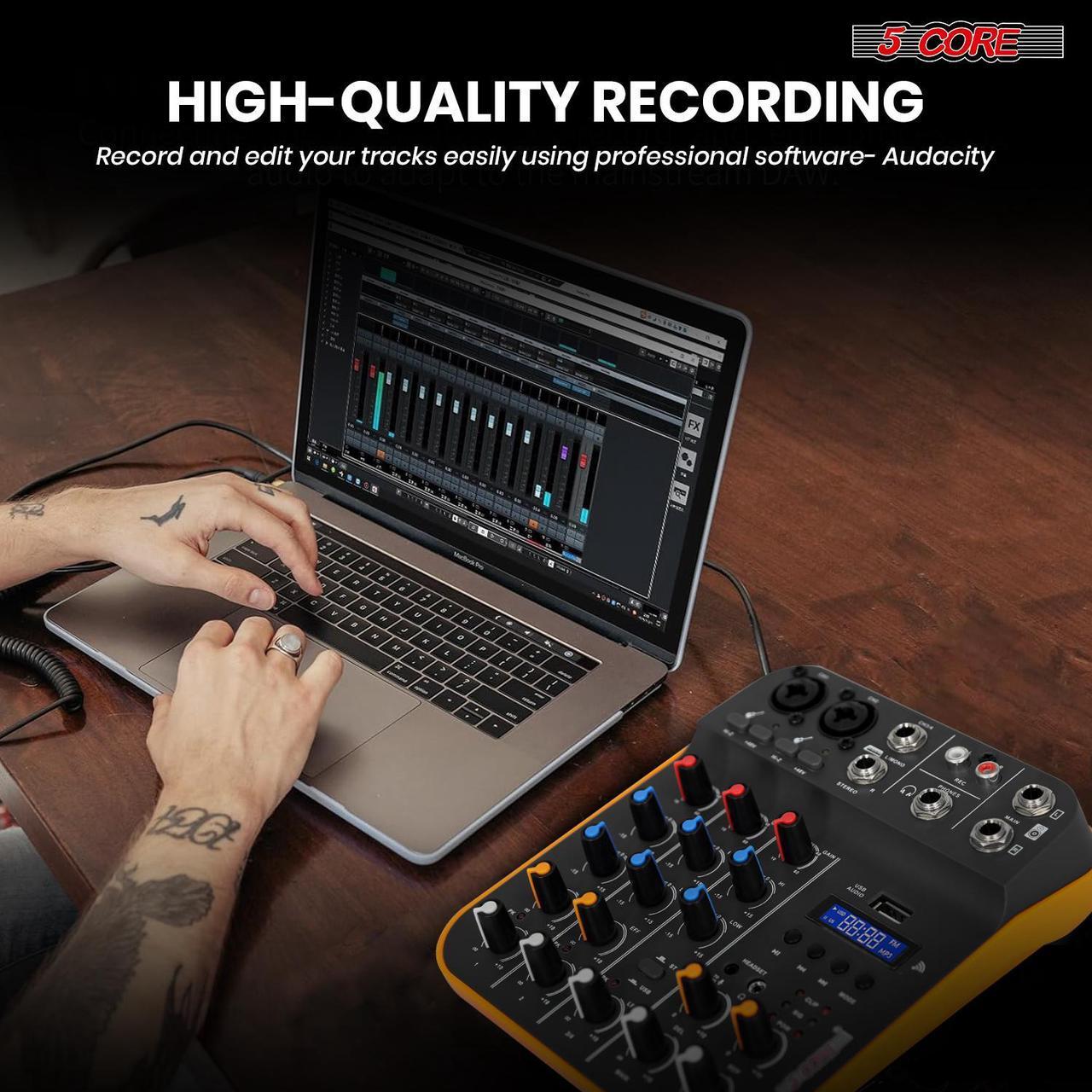 Alt view image 4 of 7 - 5 Core Audio Interface Mixer 4 Channel PC XLR Bluetooth USB DJ Music Stereo Sound Board Professional Small Podcast Karaoke Streaming PA Analog Portable Consola De Audio - MX 4CH ORG