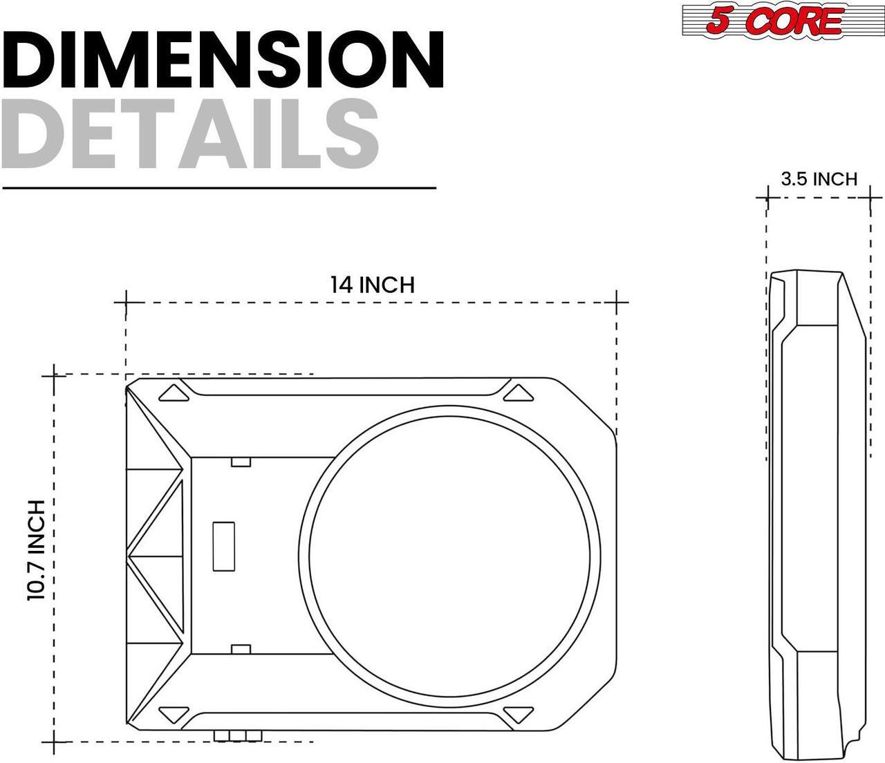Alt view image 5 of 7 - 5 Core Inc. 10 inch Slim Under Seat Car Audio Subwoofer 800W Active Powered Under-Seat Built in Amplifier Truck Sub Woofer in Enclosure Box + Wiring Kit & Remote Control BTUBE UNDR ST 150