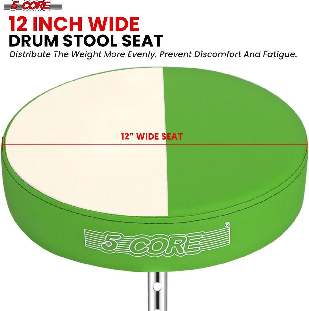 Alt view image 4 of 7 - 5 Core Drum Throne Padded Adjustable Guitar Stool Drummer Seat for Adults & Kids GREEN