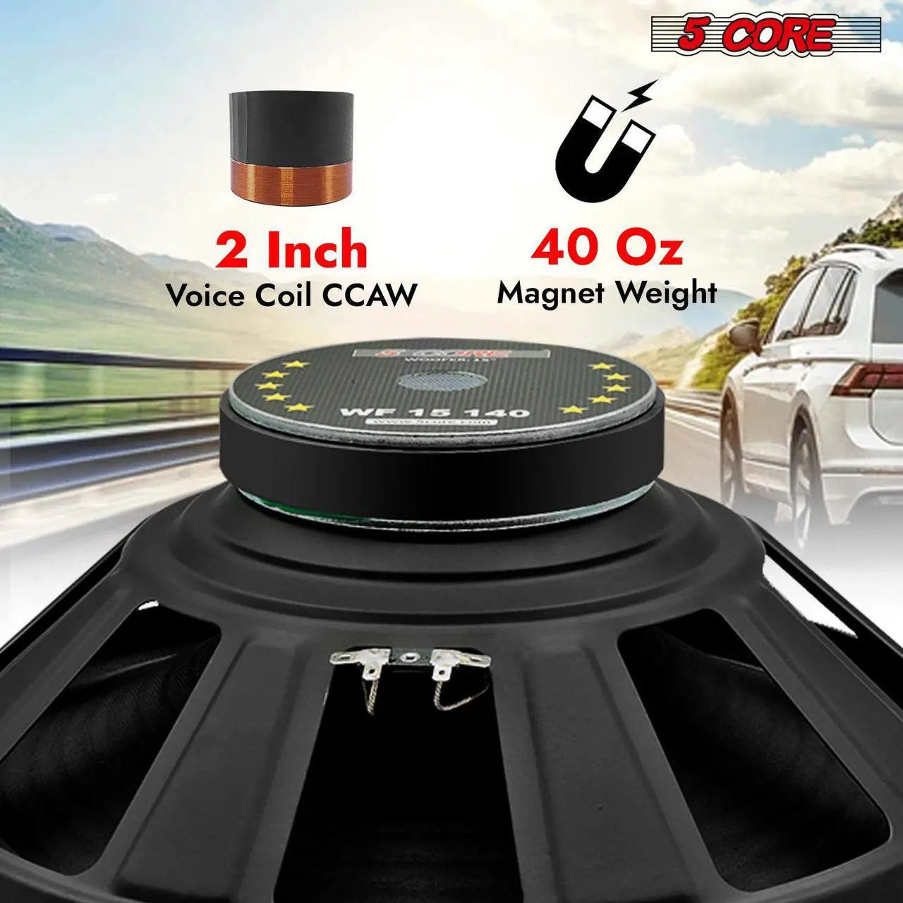 Alt view image 4 of 7 - 5 Core Subwoofer Speaker 15 Inch Car Sub Woofer 450W Max High Power Pro Audio 4 Ohm 40 Oz Y30 Magnet Big Replacement Bass Subs Para Carro - WF 15 140 4OHM