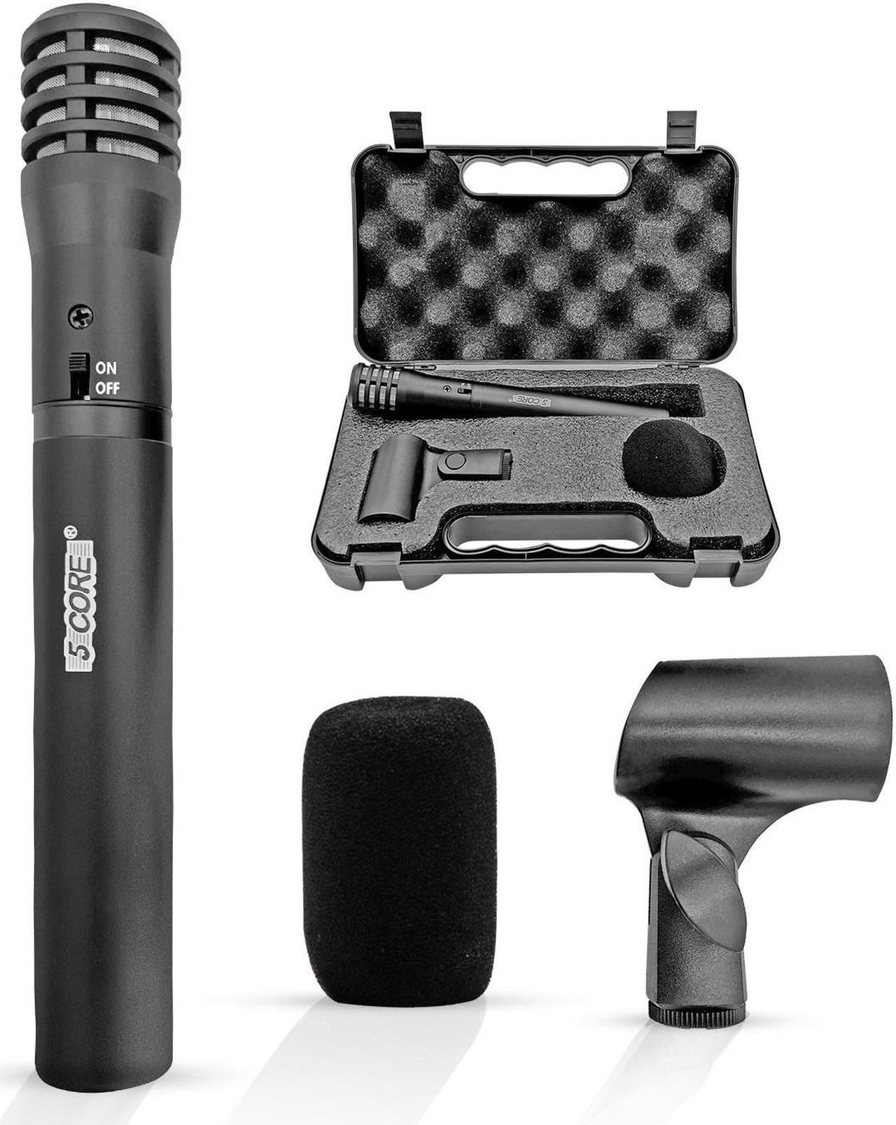 Main image of 5 Core Professional Instrument Microphone Pencil Mic Condenser Cardioid Unidirectional Stick Microfono with Windscreen Mic Clip & Case INSTRU MIC 100 BLK