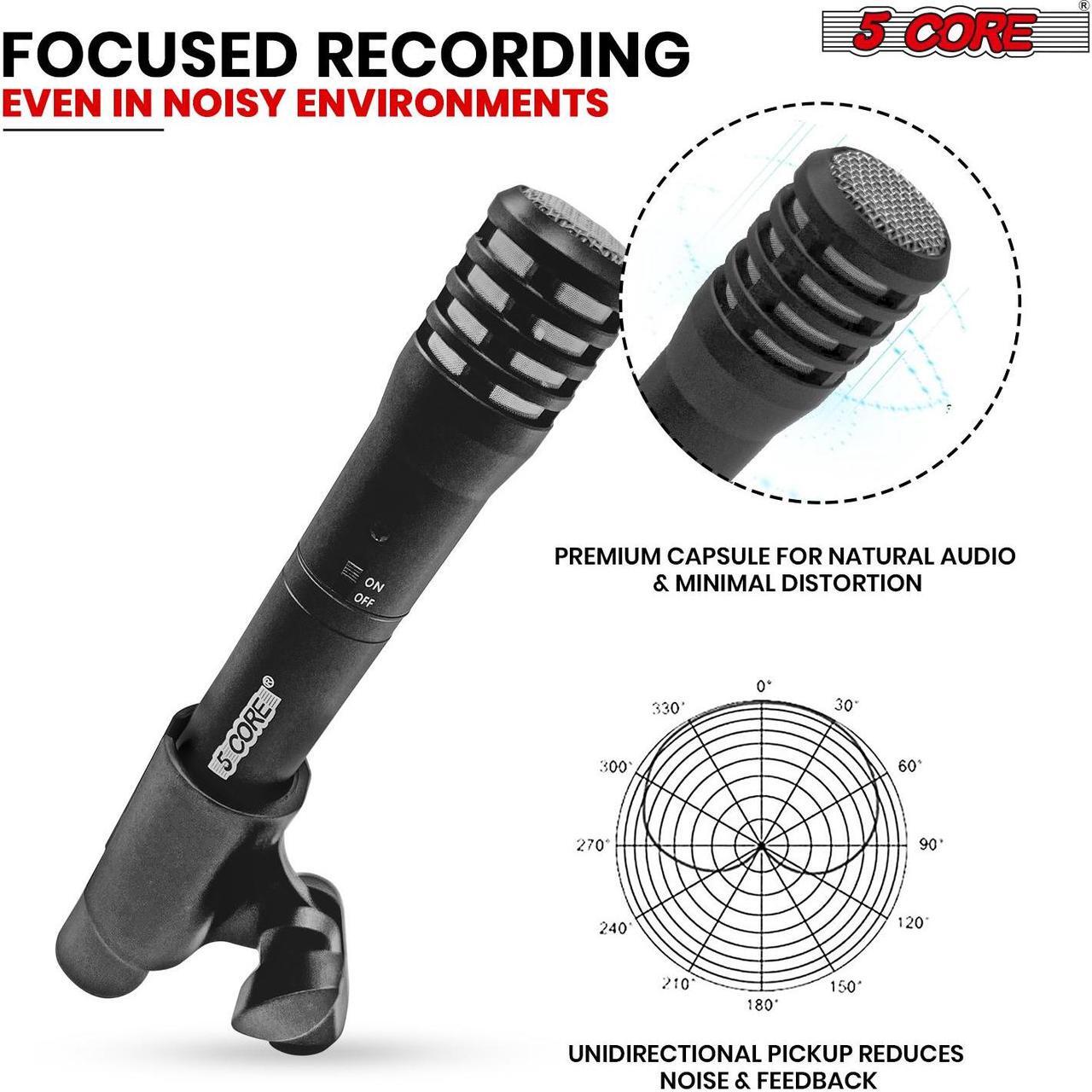 Alt view image 4 of 7 - 5 Core Professional Instrument Microphone Pencil Mic Condenser Cardioid Unidirectional Stick Microfono with Windscreen Mic Clip & Case INSTRU MIC 100 BLK