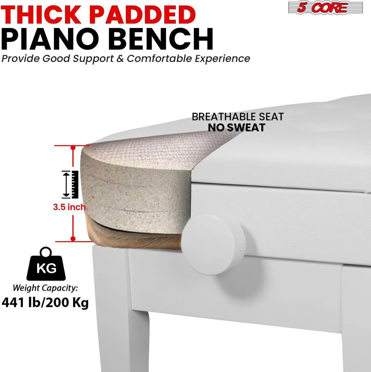 Alt view image 2 of 7 - 5 Core Duet Piano Bench w Storage For Two Wooden yamaha Adjustable Keyboard Stool - Adults & Kids