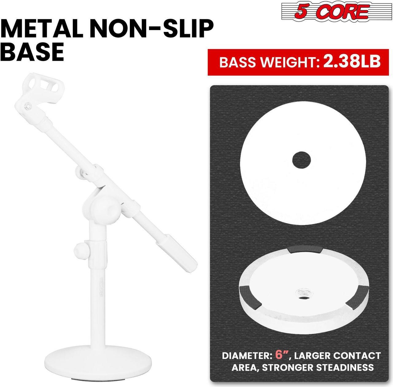 Alt view image 3 of 7 - 5 Core Desktop Mic Stand Round Base Universal Desk Microphone Holder Table Top Stands