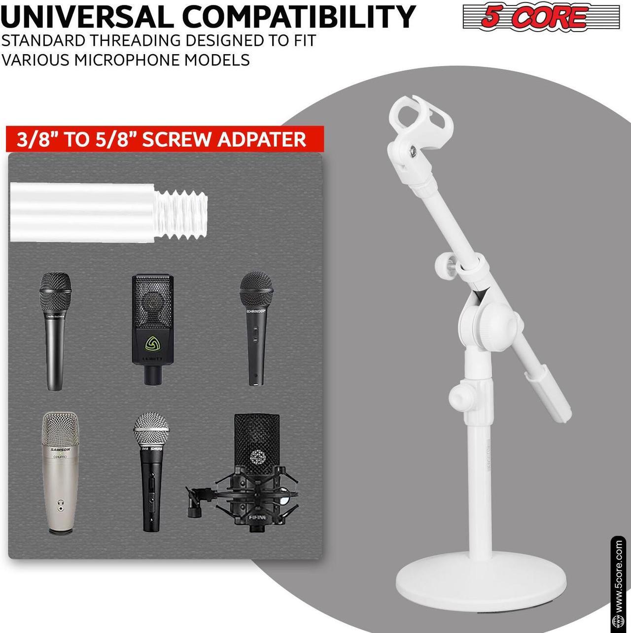 Alt view image 4 of 7 - 5 Core Desktop Mic Stand Round Base Universal Desk Microphone Holder Table Top Stands