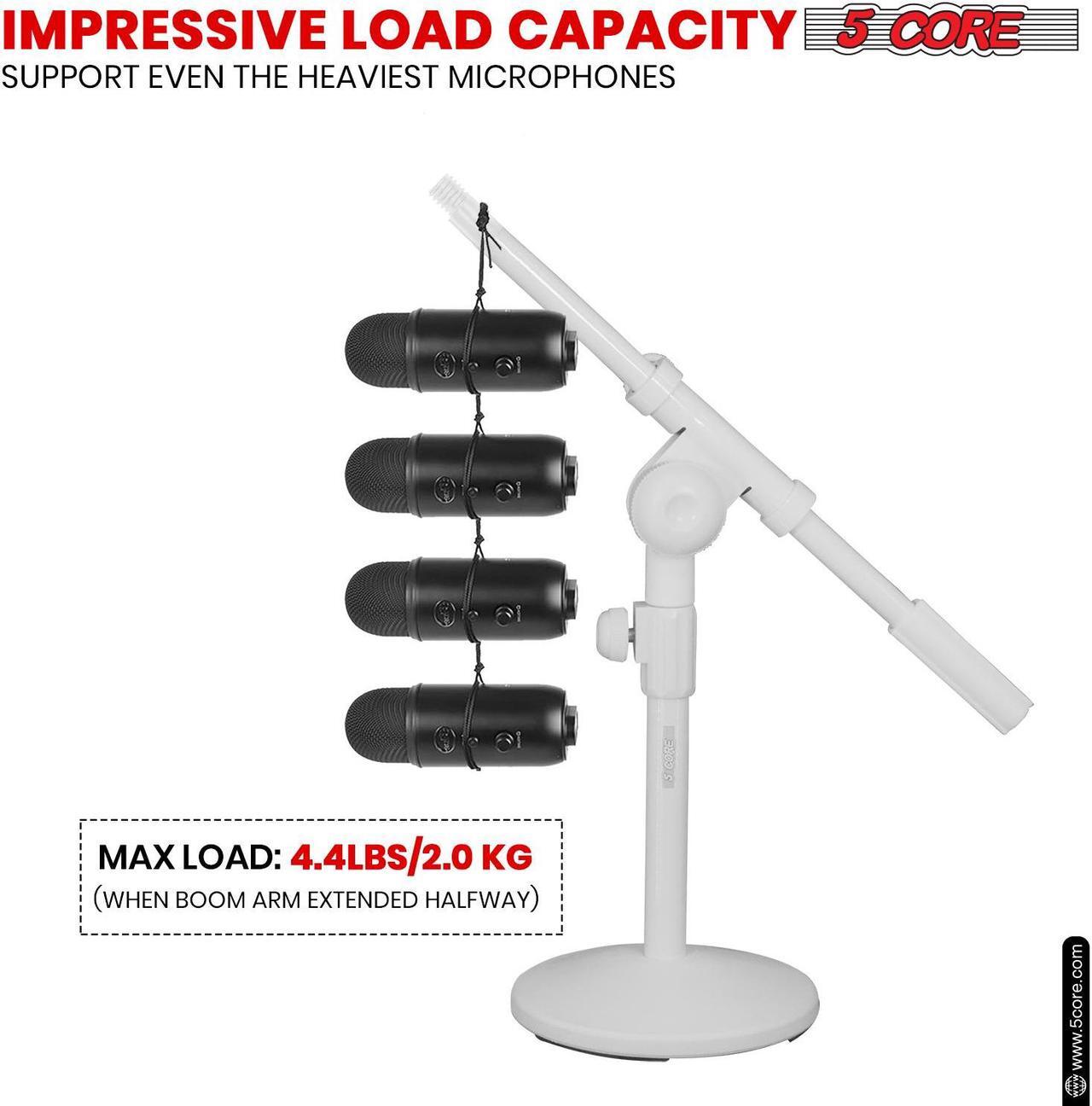 Alt view image 6 of 7 - 5 Core Desktop Mic Stand Round Base Universal Desk Microphone Holder Table Top Stands