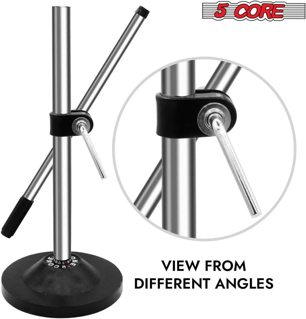 Alt view image 6 of 8 - 5 Core Desk Microphone Stand  Height & Angle Adjustable Desktop Table Mic Stand w Round Metal Base