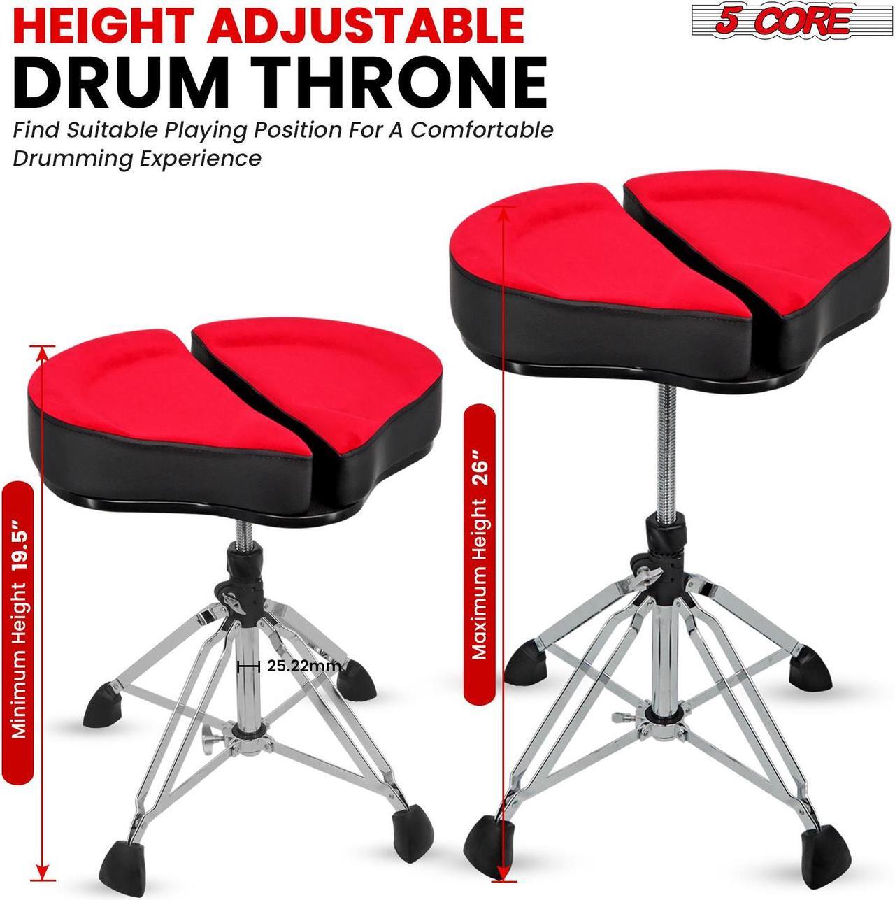 Alt view image 4 of 7 - 5 Core Drum Throne Sponge Padded Guitar Stool Drummer Seat for Adults & Kids
