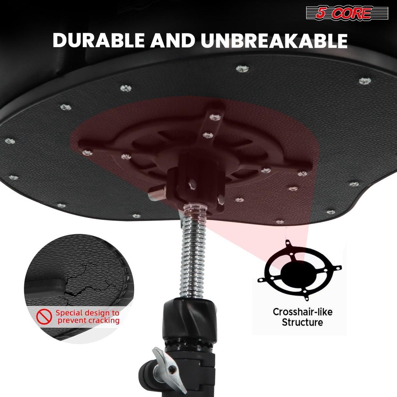 Alt view image 5 of 7 - 5 Core Drum Throne Sponge Padded Guitar Stool Drummer Seat for Adults & Kids