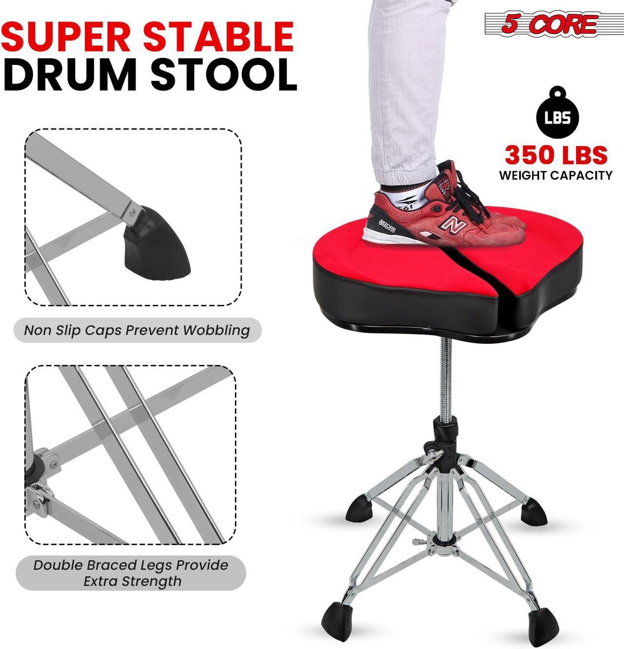 Alt view image 6 of 7 - 5 Core Drum Throne Sponge Padded Guitar Stool Drummer Seat for Adults & Kids