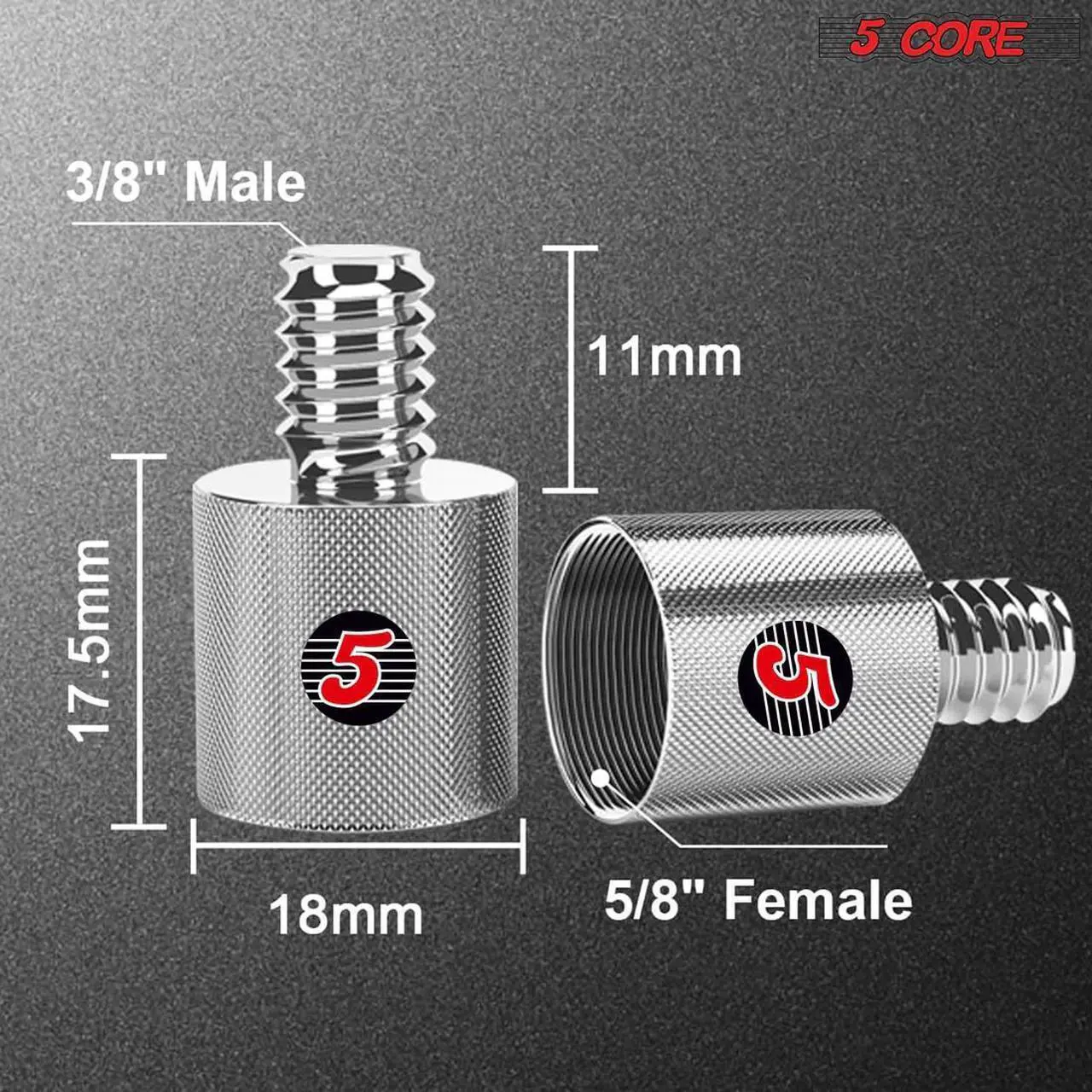 Alt view image 4 of 7 - 5 Core Mic Stand Adapter 12 Pieces 5/8 Female to 1/4 Inch Male Screw Thread Conversion Connector for Microphone Stands Boom Arms Camera Tripod - 5/8 Female to 1/4 Inch Male