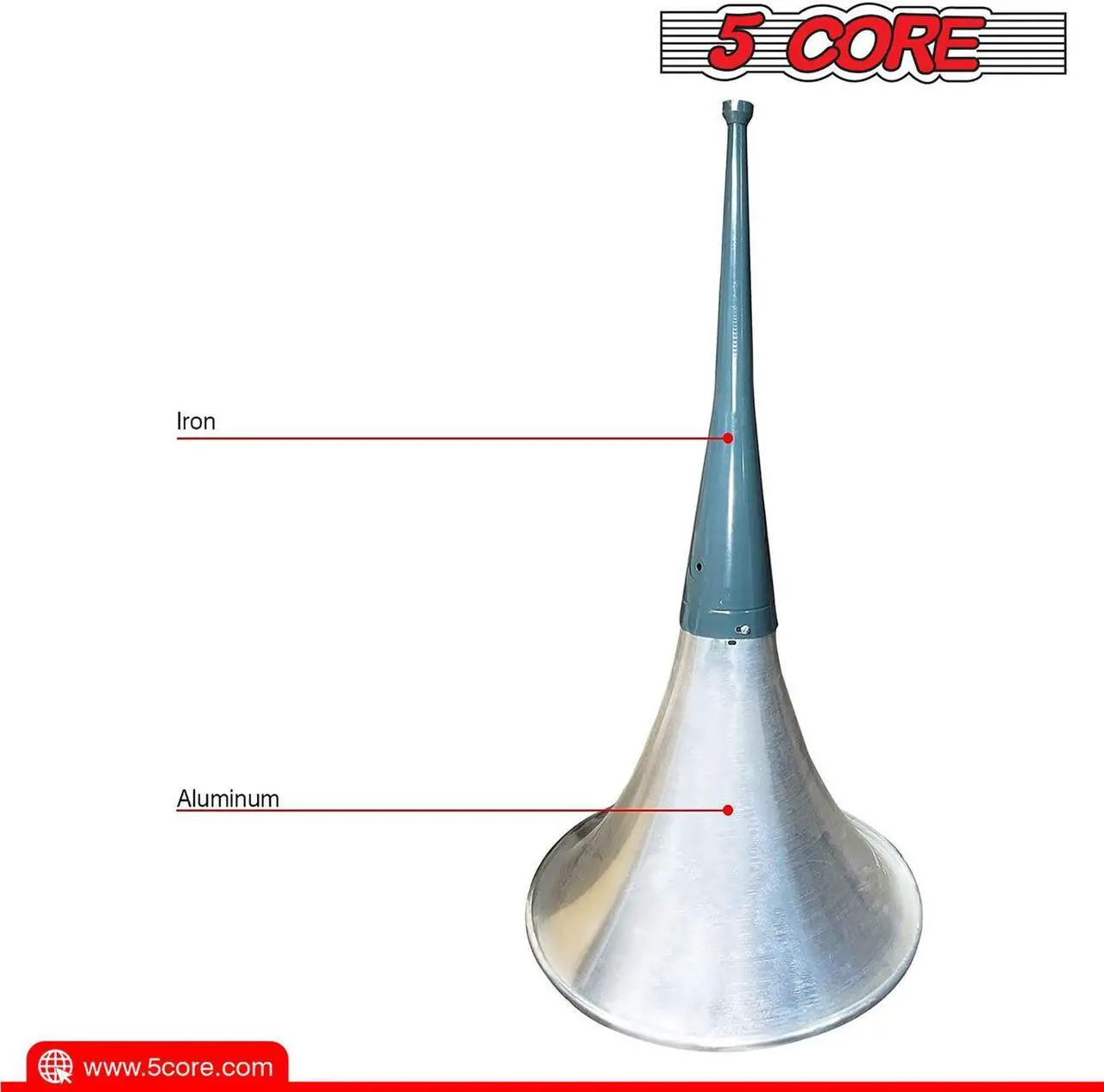 Alt view image 5 of 7 - 5 Core PA Horn Speaker 500W PMPO Compression Driver in 22 Inch Trumpet Throat Loud Audio System