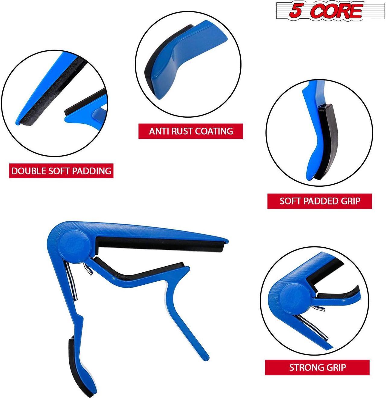 Alt view image 2 of 8 - 5 Core Guitar Capo Blue 6-String guitar Accessory Capo for Acoustic/ Electric Guitars, Bass, Mandolin CAPO BLUE