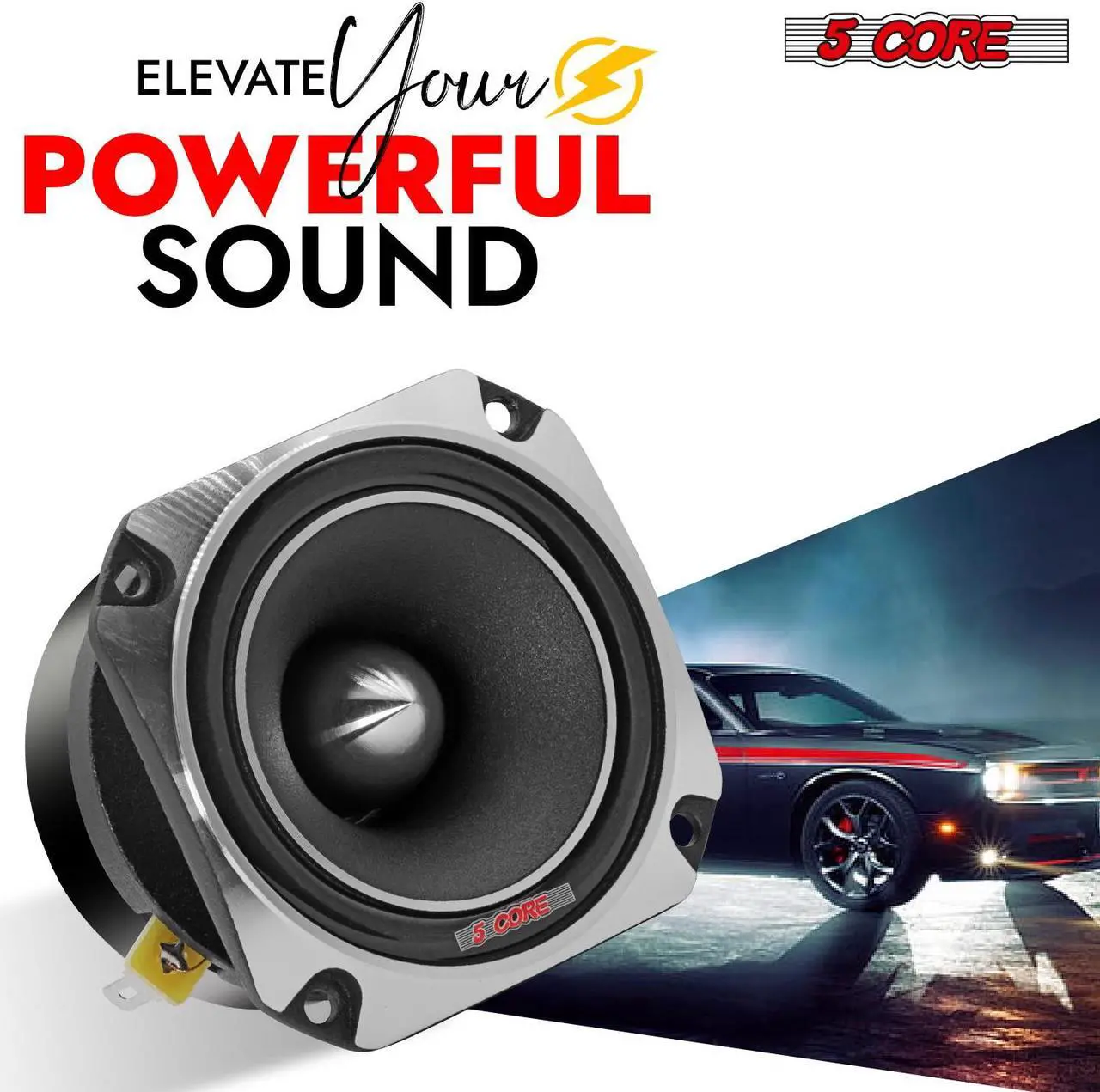 Alt view image 7 of 7 - 5 CORE Tweeters Speakers Car Audio Pair 600W Combined Peak 4 Ohm 3.5 Inch Aluminum Super Bullet Tuiters para Sonido para Carro - TW BLT 150 CH Pair