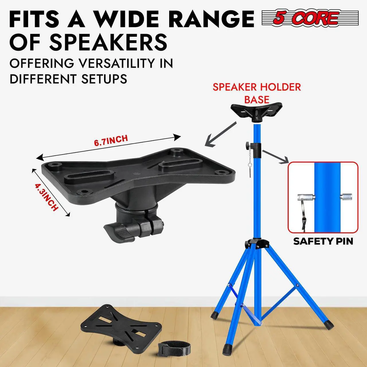 Alt view image 5 of 7 - 5 Core Speaker Stand Pair Tripod Floor Heavy Duty Adjustable Up to 72 Inch DJ Studio Monitor kanto Stands Pole Mount - SS HD 2 PK SKY BLU BAG