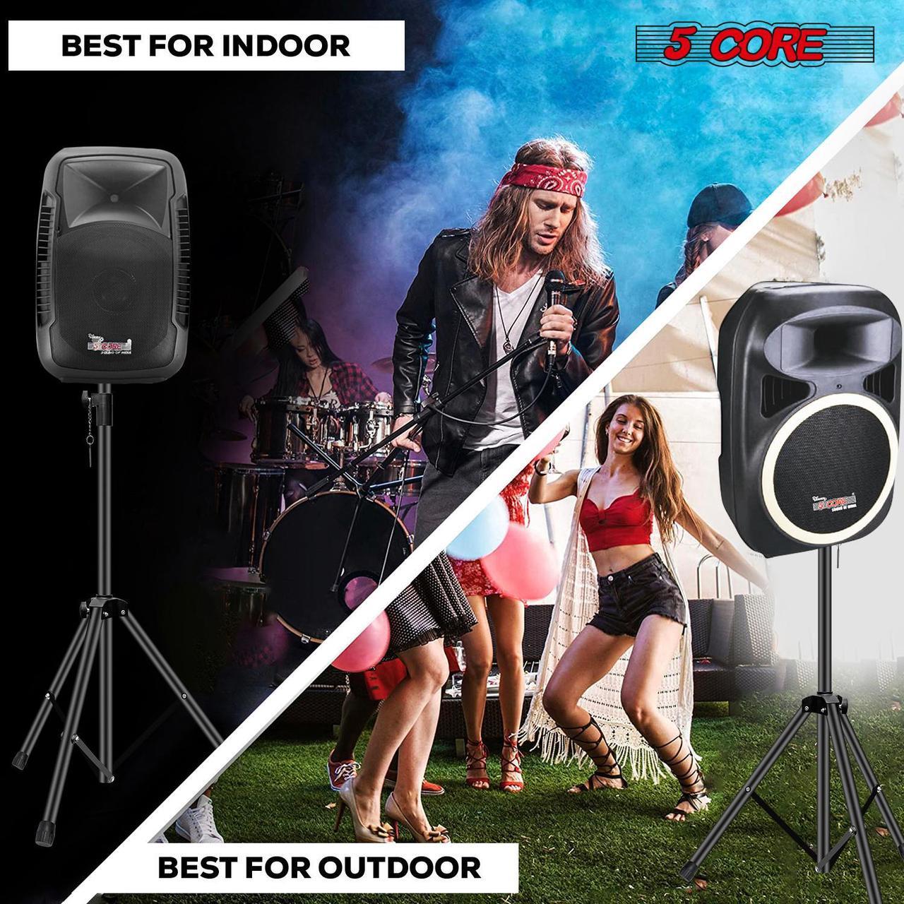 Alt view image 4 of 7 - 5 Core Speaker Stand Tripod Floor Tall Adjustable Up to 72 Inch DJ Studio Monitor Stands Pole Mount - SS ECO 1PK BLK WoB