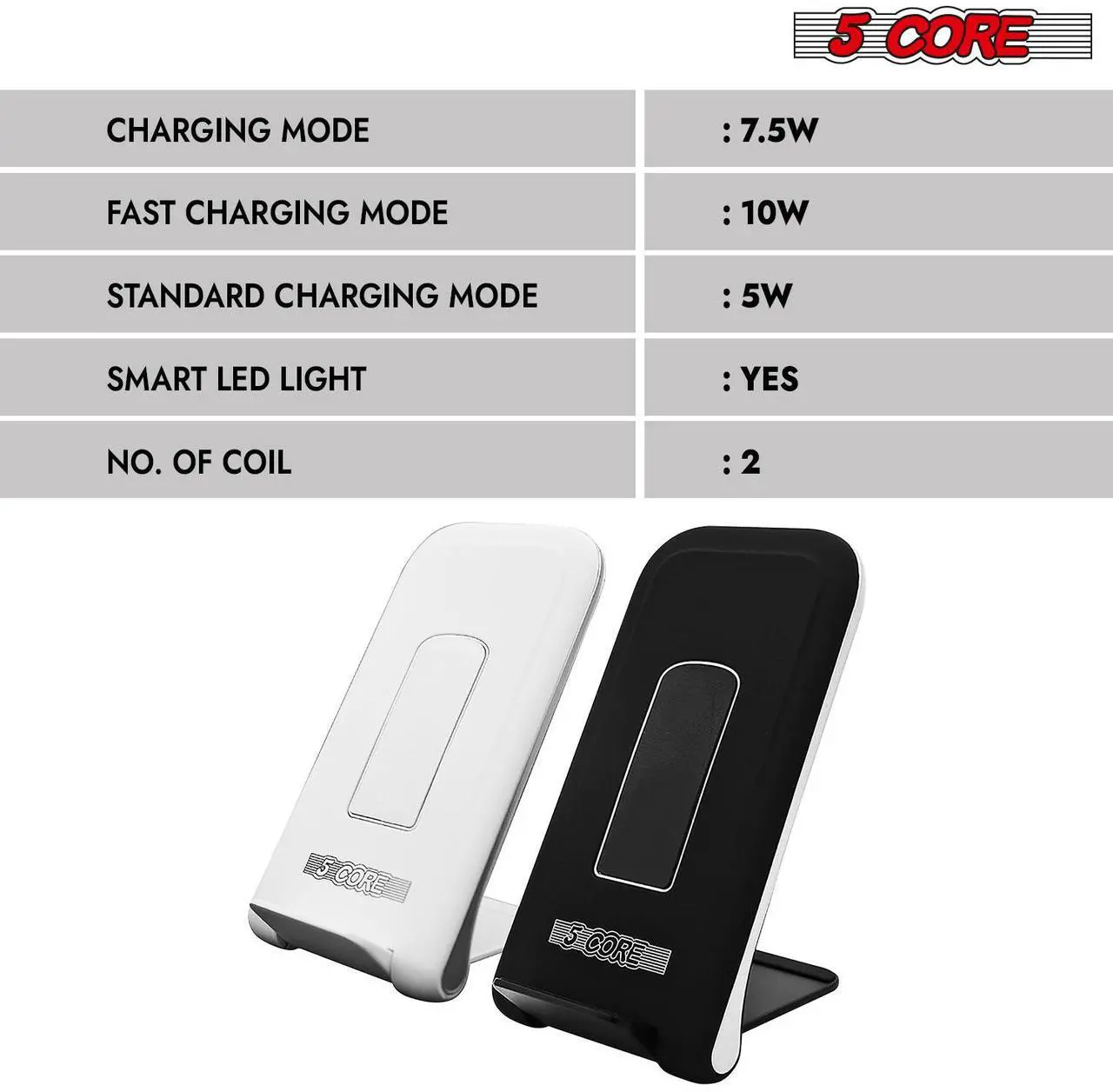 Alt view image 7 of 8 - 5 Core Fast Wireless Charger 2 Pieces 10W Fast Wireless Charging Station with Sleep-Friendly Adaptive Light/Compatible with Samsung Galaxy S21 S20 S10 S9 S8/Note 20 Ultra/10/9 - CDKW03