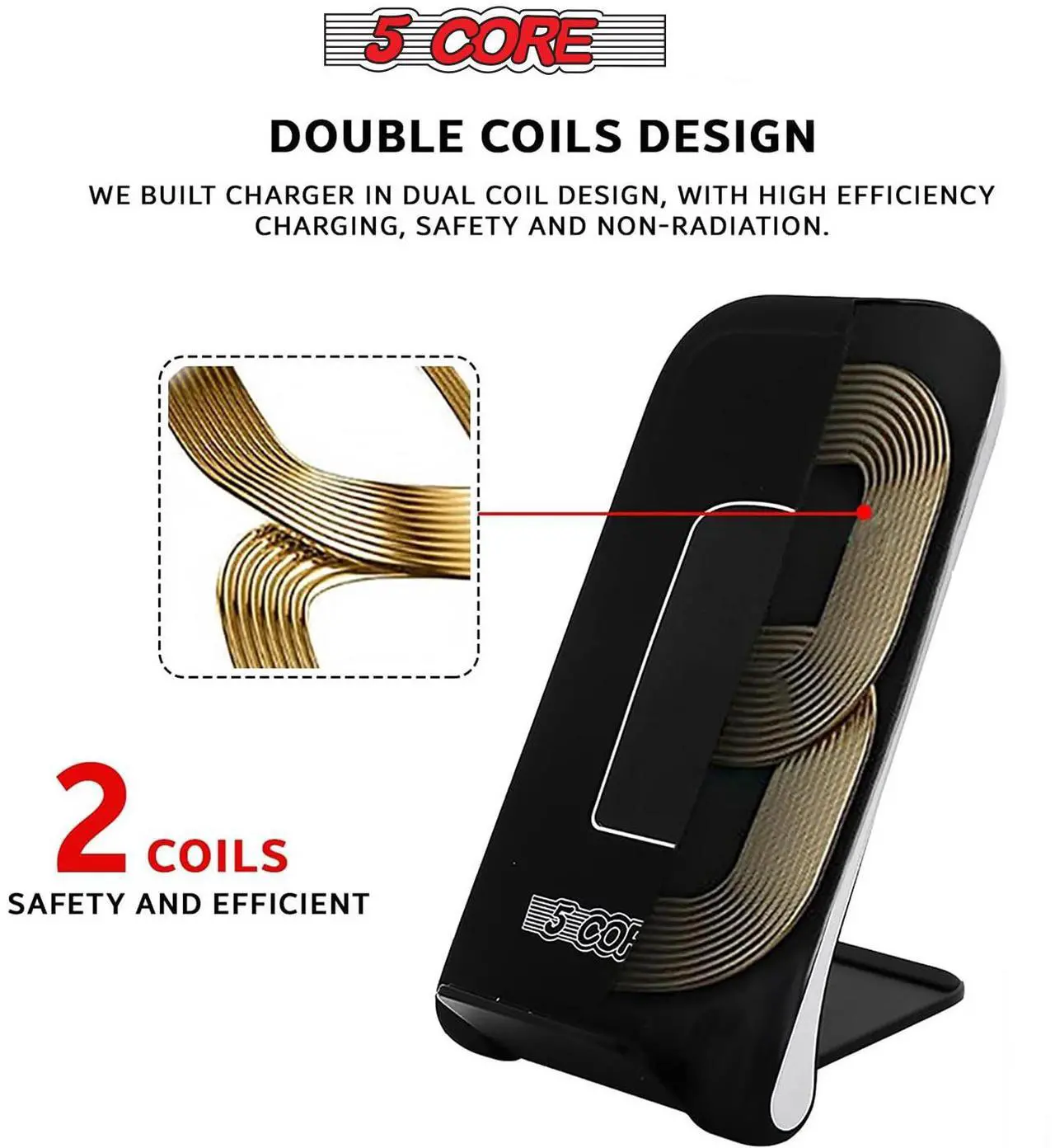 Alt view image 3 of 8 - 5 Core Fast Wireless Charger 2 Pieces 10W Fast Wireless Charging Station with Sleep-Friendly Adaptive Light/Compatible with Samsung Galaxy S21 S20 S10 S9 S8/Note 20 Ultra/10/9 - CDKW03