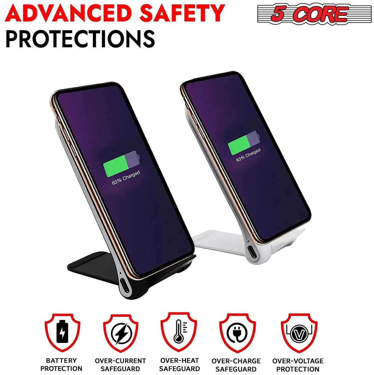 Alt view image 6 of 8 - 5 Core Fast Wireless Charger 2 Pieces 10W Fast Wireless Charging Station with Sleep-Friendly Adaptive Light/Compatible with Samsung Galaxy S21 S20 S10 S9 S8/Note 20 Ultra/10/9 - CDKW03