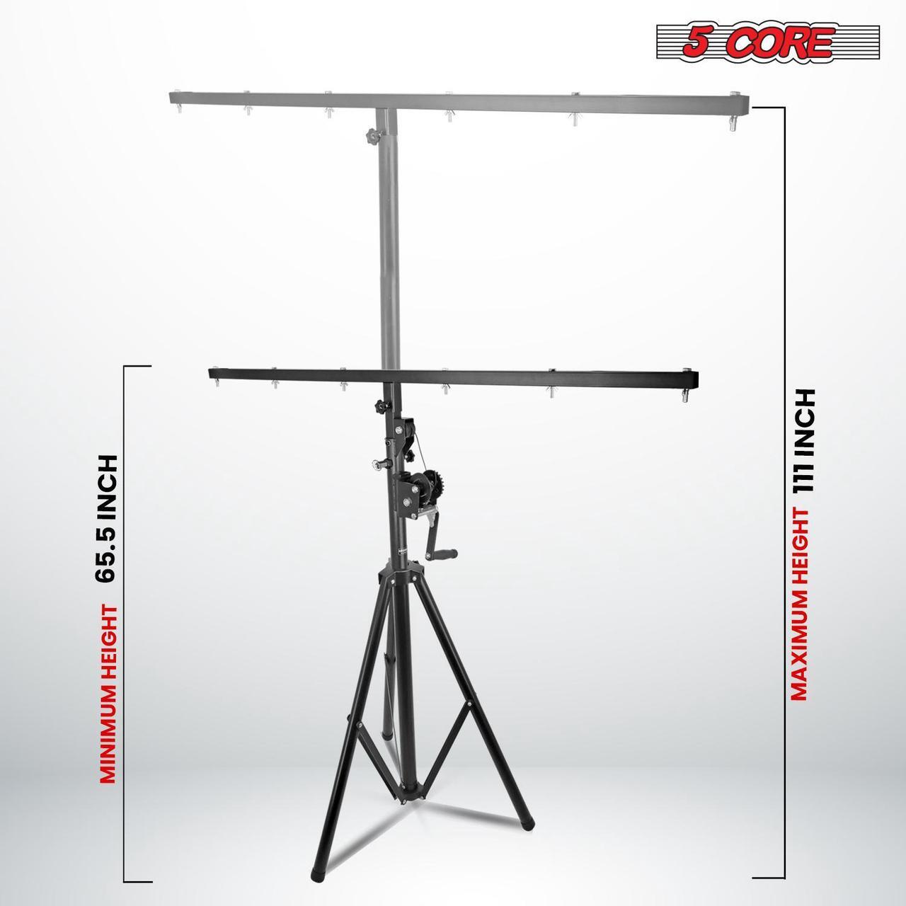 Alt view image 2 of 7 - 5Core DJ Light Stand Stage Lighting Truss System Hand Crank Up Portable Heavy Duty Height Adjustable 65.5 to 111 Inches T bar Mount for Can Lights Tall Lighting Tripod Floor LS 120 Crank