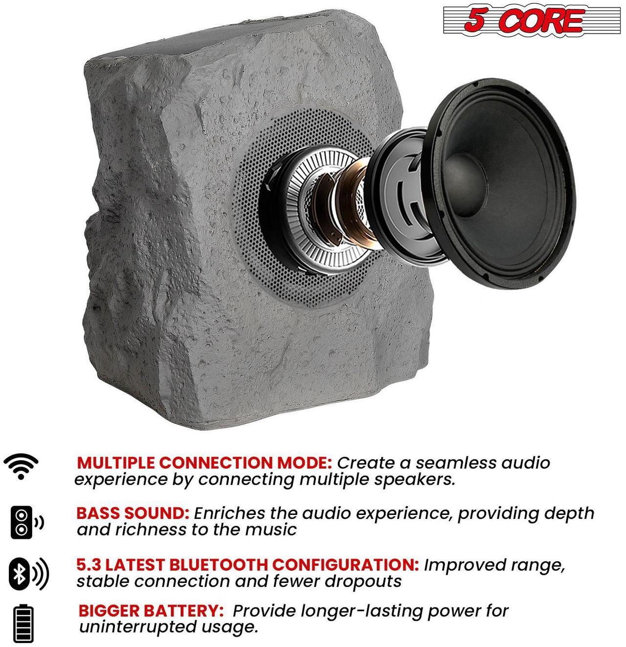 Alt view image 3 of 7 - 5 Core Rock Speaker Outdoor Waterproof Bluetooth Garden Speakers Solar & USB Charging RGB Colors for Patio Pool & Home