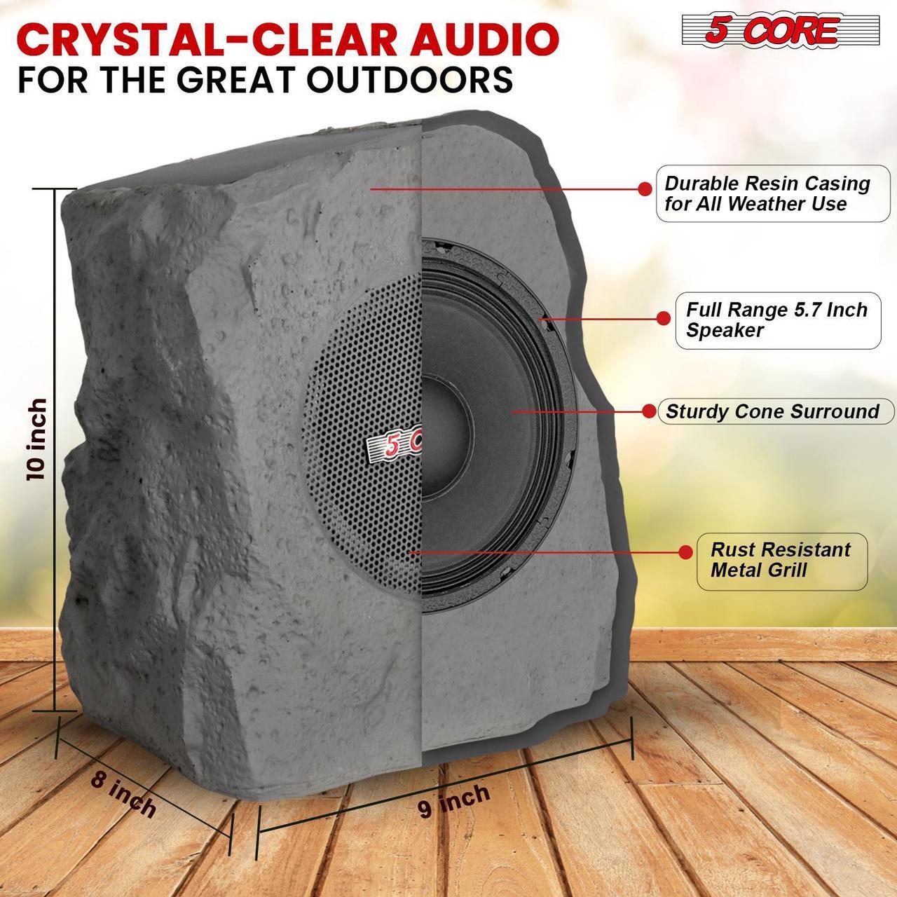Alt view image 4 of 7 - 5 Core Rock Speaker Outdoor Waterproof Bluetooth Garden Speakers Solar & USB Charging RGB Colors for Patio Pool & Home
