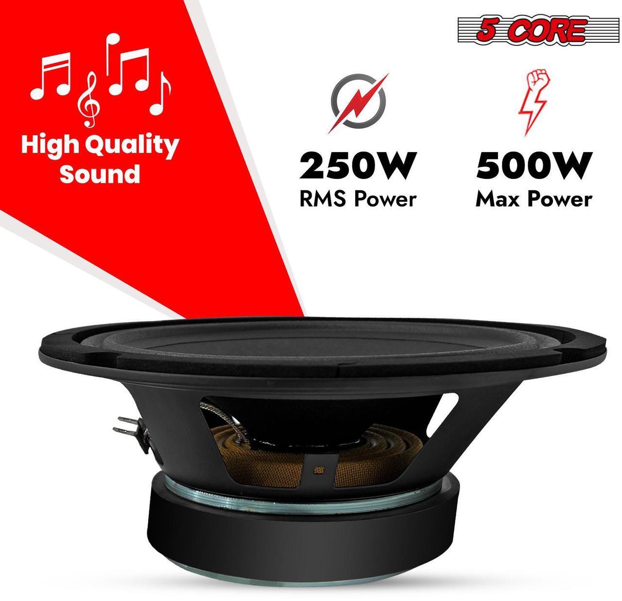 Alt view image 2 of 7 - 5 CORE 8 Inch Speaker Mid Range Bullet Replacement Car Driver 2Pc Red Aluminium Bullet Loudspeaker 500W Max 4 Ohm Audio Door Speakers for Car or Truck Stereo Sound System - MR 8 BLT R 4oHM 2PCS