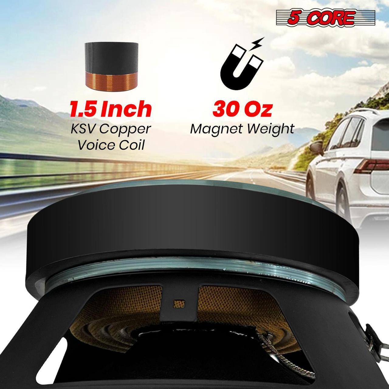 Alt view image 5 of 7 - 5 CORE 8 Inch Speaker Mid Range Bullet Replacement Car Driver 2Pc Red Aluminium Bullet Loudspeaker 500W Max 4 Ohm Audio Door Speakers for Car or Truck Stereo Sound System - MR 8 BLT R 4oHM 2PCS