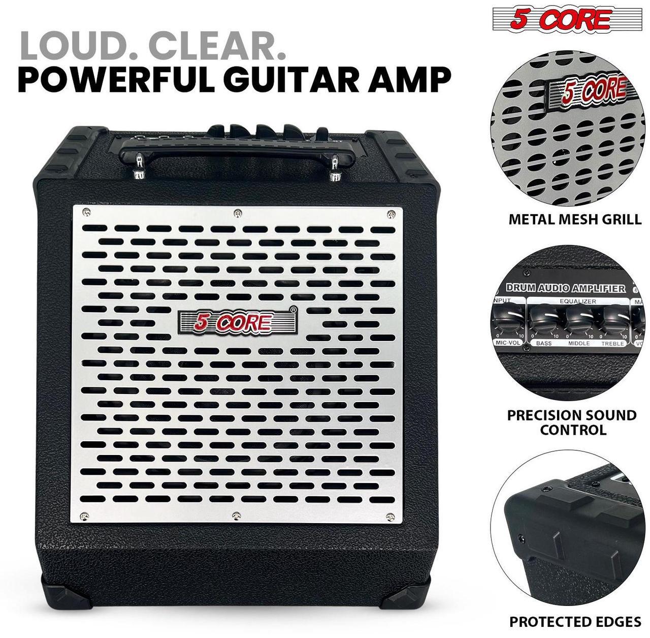 Alt view image 6 of 7 - 5 Core Electric Drum Amplifier 80W Professional Bluetooth Drumming Amp w 8 Speaker Features 3 Band EQ USB E Drum for Keyboard Speaker Black - EDA 80W BT