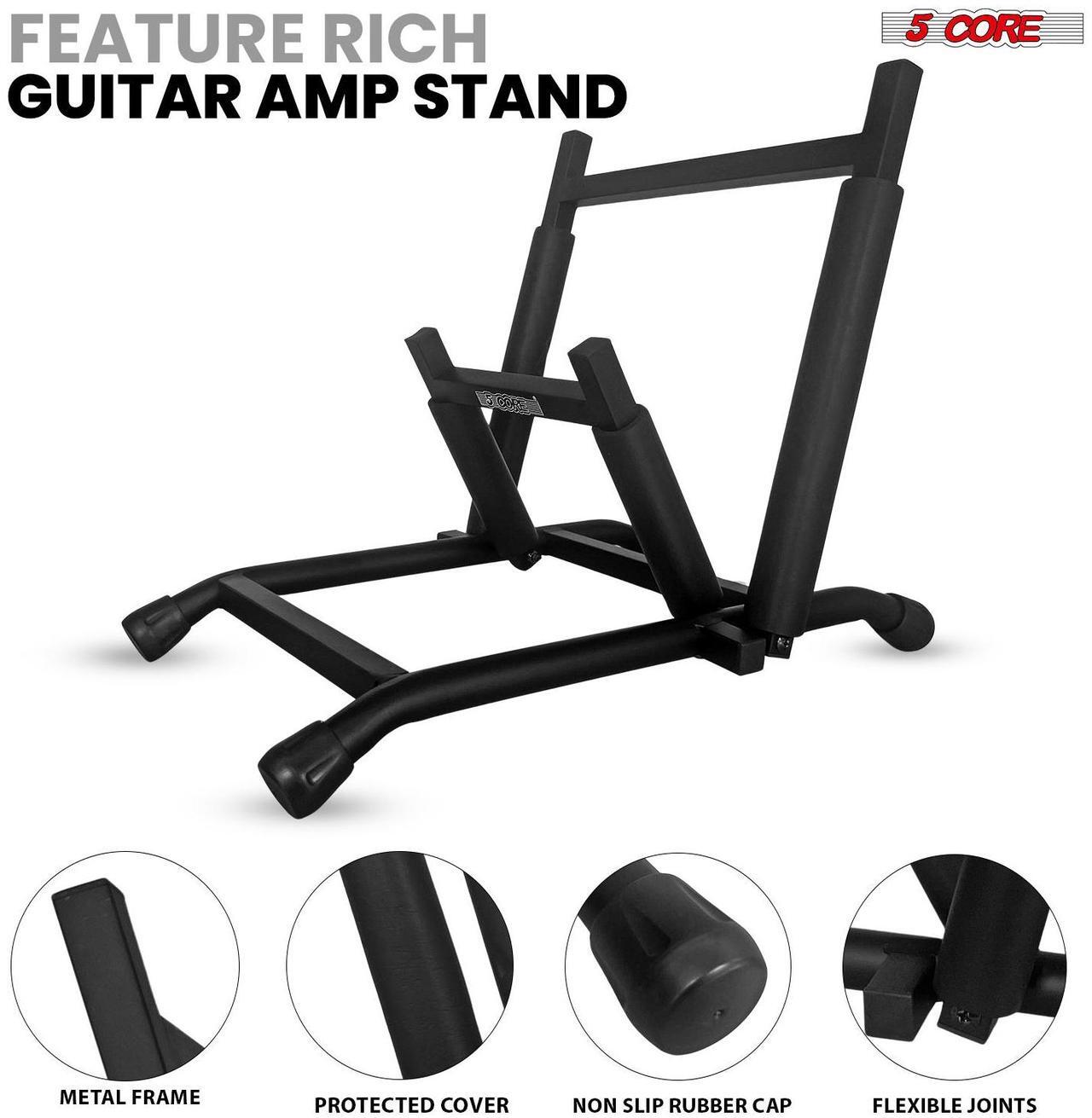 Alt view image 3 of 7 - 5 Core Amp Stand Heavy Duty Metal Build Adjustable Guitar amplifier fender Low Profile Folding Fully Collapsible Black - GAS 01 BLK