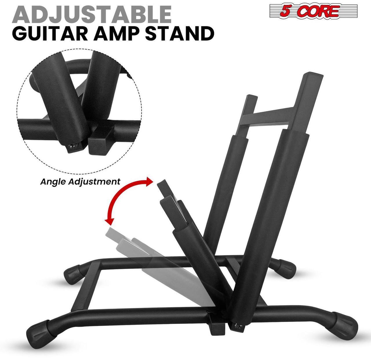Alt view image 4 of 7 - 5 Core Amp Stand Heavy Duty Metal Build Adjustable Guitar amplifier fender Low Profile Folding Fully Collapsible Black - GAS 01 BLK