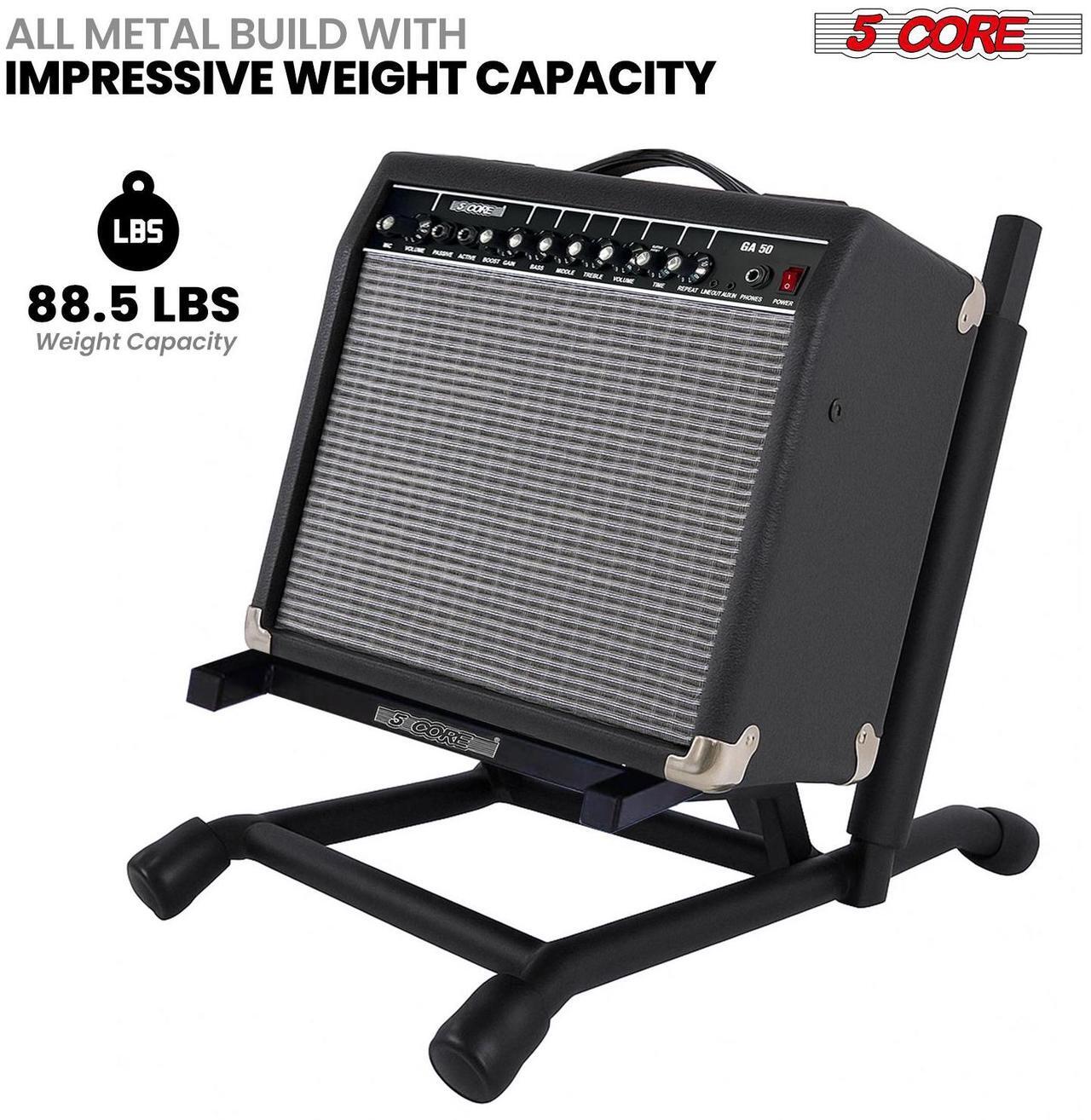 Alt view image 2 of 7 - 5 Core Amp Stand Heavy Duty Metal Build Adjustable Guitar amplifier fender Low Profile Folding Fully Collapsible Black - GAS 01 BLK
