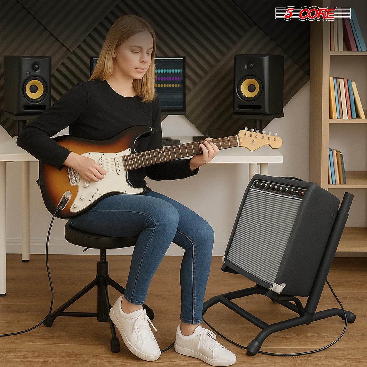 Alt view image 6 of 7 - 5 Core Amp Stand Heavy Duty Metal Build Adjustable Guitar amplifier fender Low Profile Folding Fully Collapsible Black - GAS 01 BLK