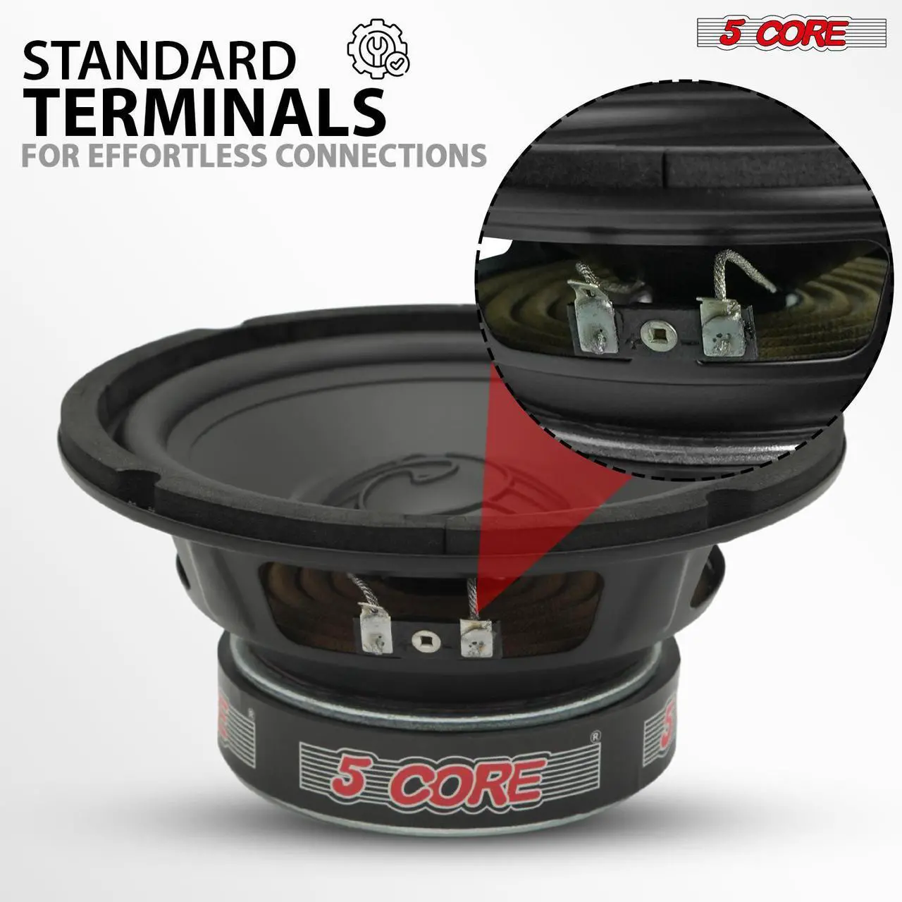Alt view image 7 of 7 - 5 Core 6.5 Inch Woofer 100W Car Audio Subwoofer Pair 4 Ohm Impedance Replacement Deep Bass Sub w 20 Oz Y30 Magnet Poly Cone Rubber Surround for Vehicle Sound System - WF 6.5 100 PP 4OHM 2PCS