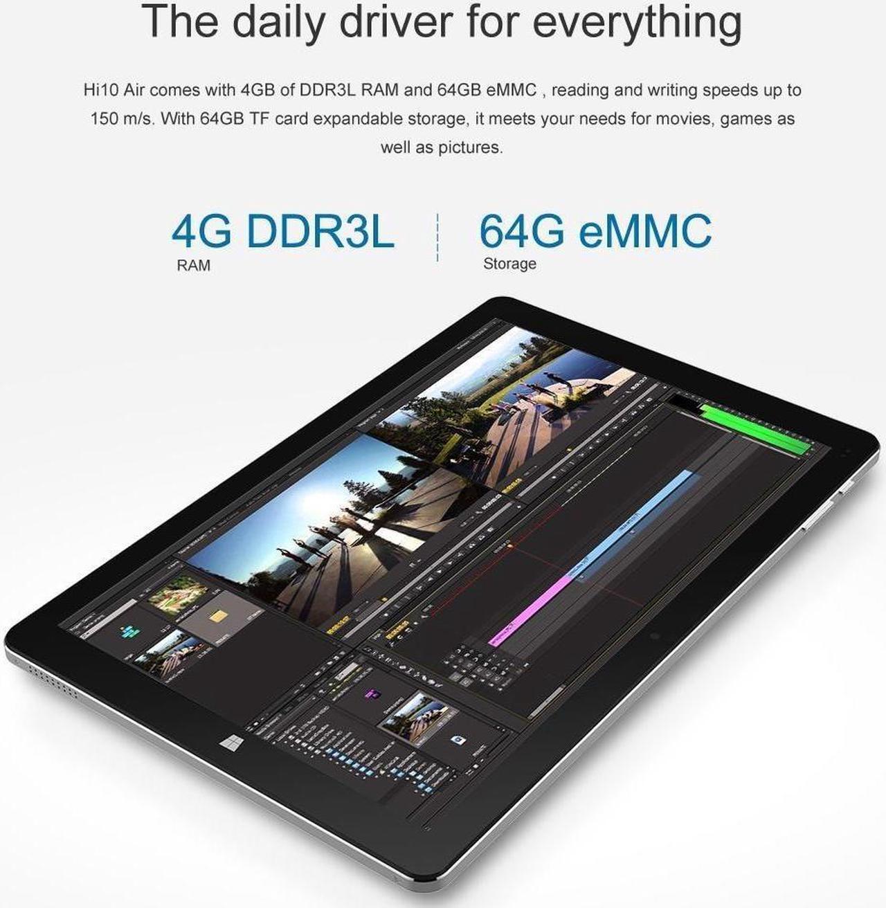Alt view image 6 of 6 - CHUWI Hi10 Air 10.1" FHD 1920*1200 IPS Screen Tablet Intel X5-Z8350 Windows 10 OS 4GB RAM 64GB ROM Tablet PC