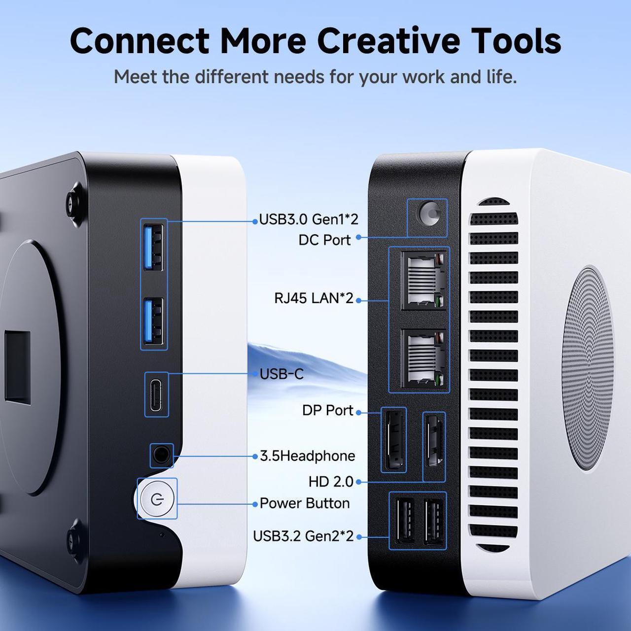 Alt view image 7 of 7 - CHUWI LarkBox X Mini PC Intel Alder Lake-N N100 Processor Mini Computer with Windows11 12GB RAM 512GB SSD(Pcle) 12th Graphics Desk PC Dual Ethernet Port/HDMI 2.0/4K Output/WiFi/BT4.2/4*USB 3.0