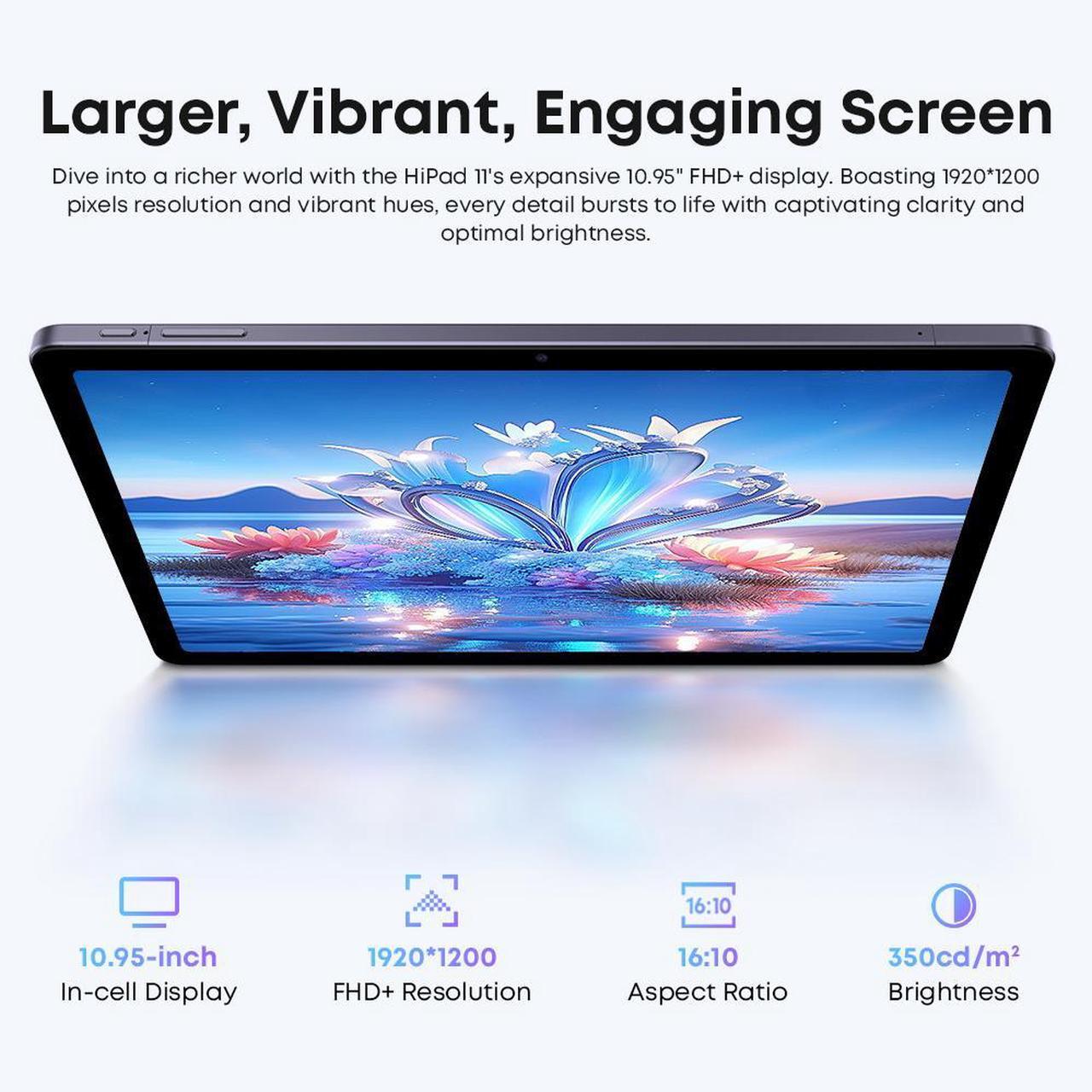 Alt view image 4 of 7 - CHUWI Hipad 11 Android 14 Gaming Tablet 10.95'' 128GB ROM 10GB RAM Unisoc T616 FHD 1920x1200 4G LTE Tablets 1TB Expand 13MP Triple Camera Widevine L1 BT5.0, 7000mAh GPS WiFi with Case