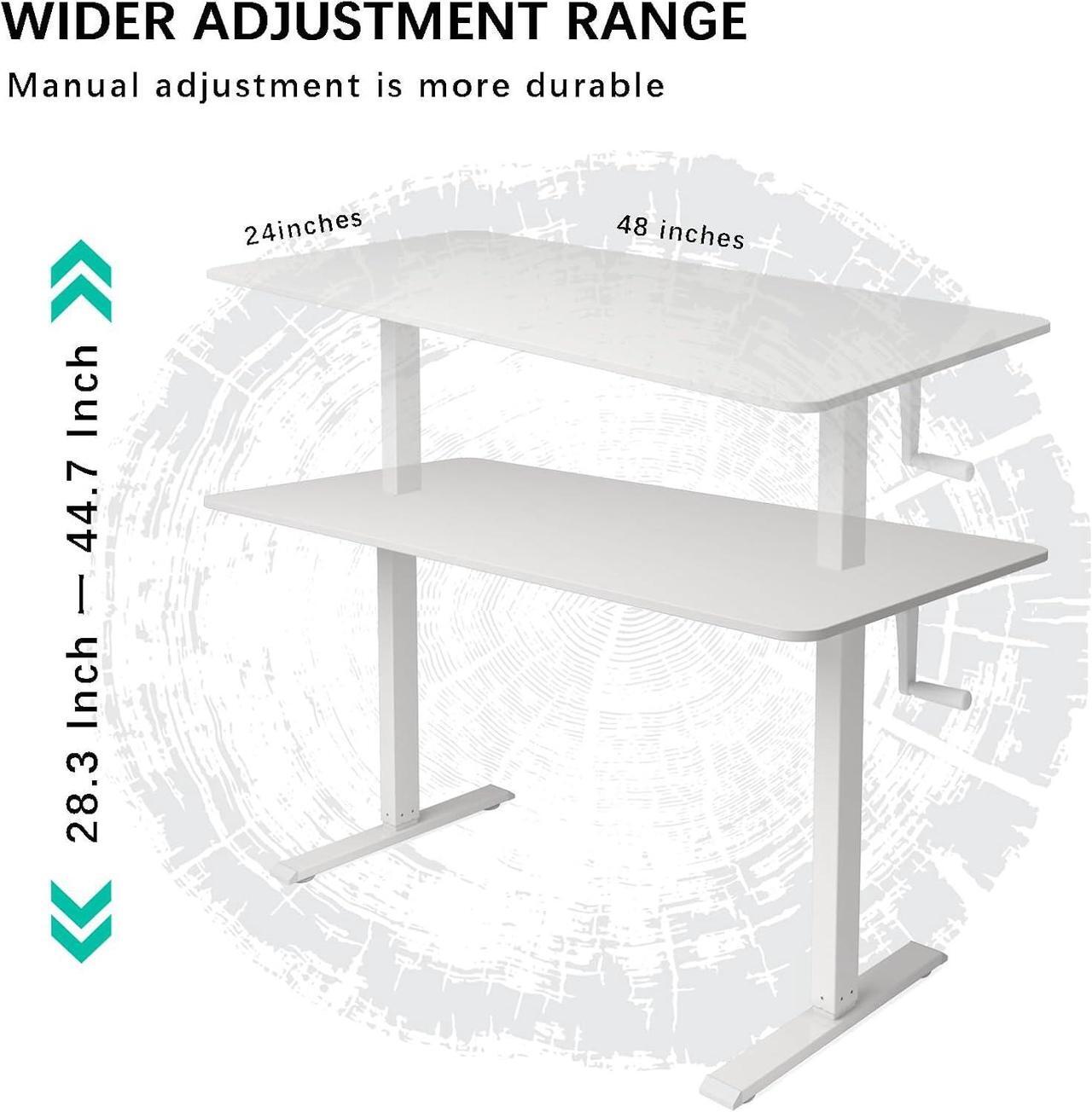 Alt view image 7 of 7 - Whole Piece Top Manual Standing Desk Adjustable Height- Crank Stand Up Desk, Sit Stand Desk with Frame & Desktop, Computer Desk