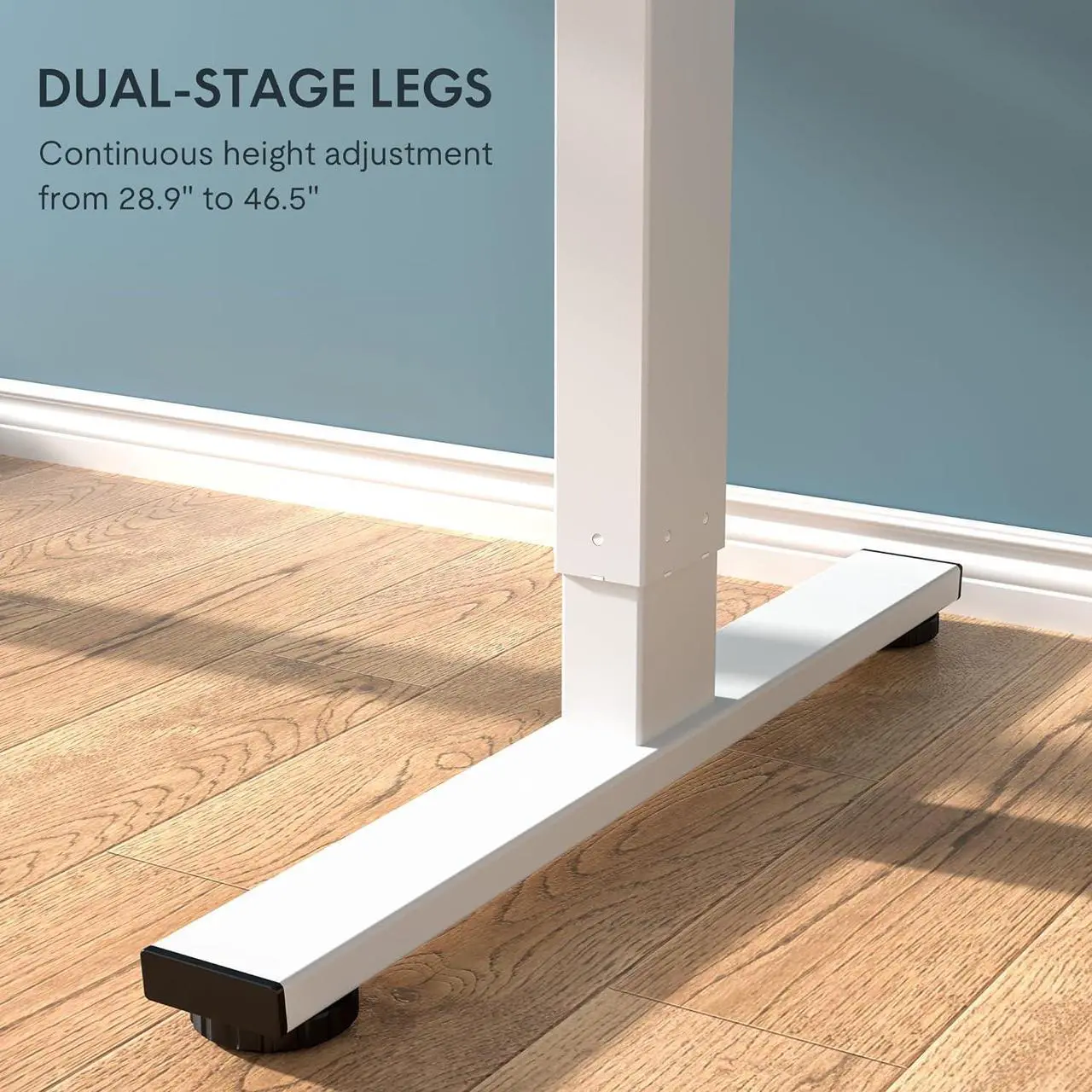 Alt view image 7 of 7 - FLEXISPOT EN1 One-Piece Standing Desk, 48 x 24 Inches Solid Desktop Height Adjustable Desk, Electric Sit Stand Up Desk Home Office Desks (White Frame + White Desktop)
