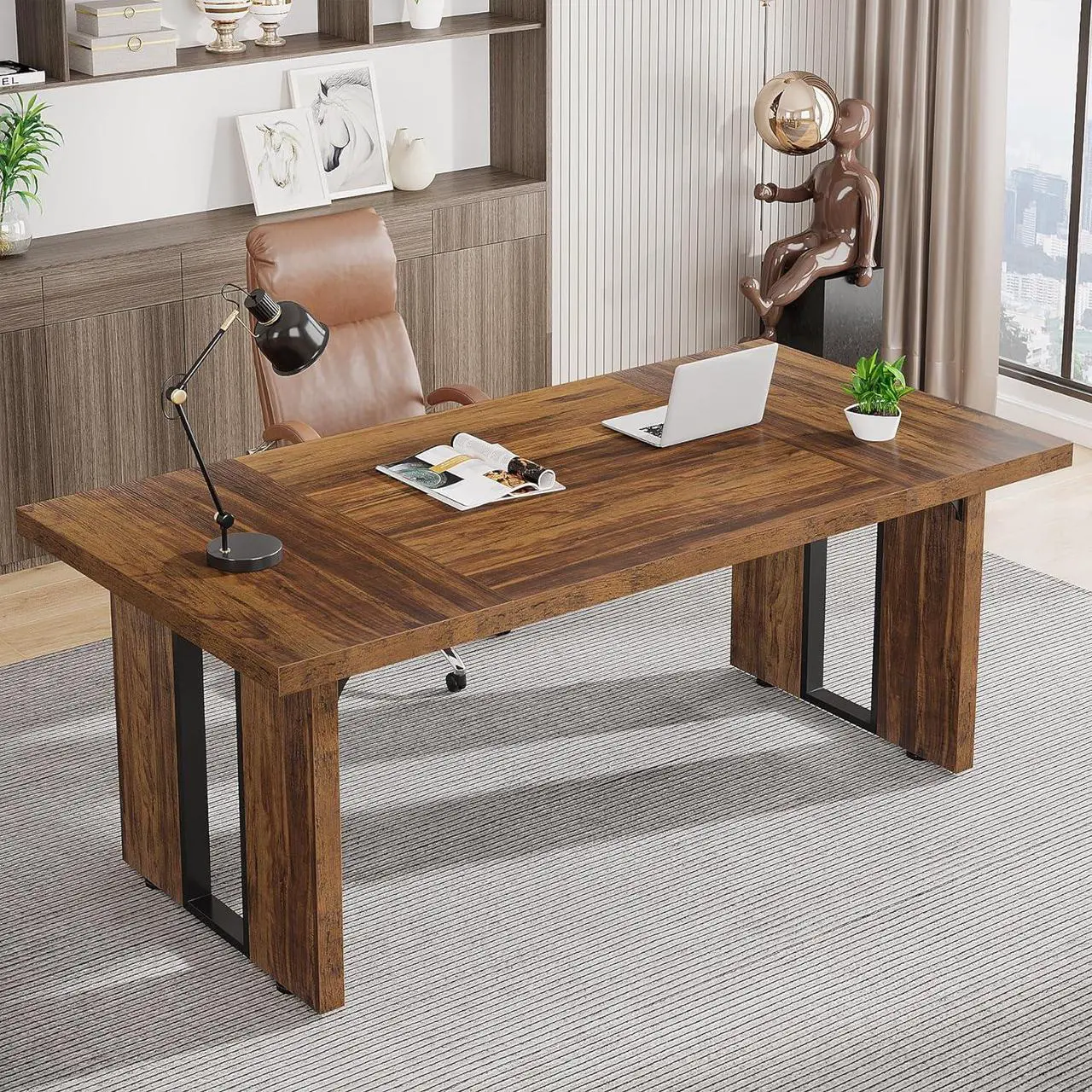 Alt view image 3 of 7 - Tribesigns 70.9" Executive Desk, Large Office Computer Desk, Simple Laptop Desk Study Writing Table Workstation for Home Office
